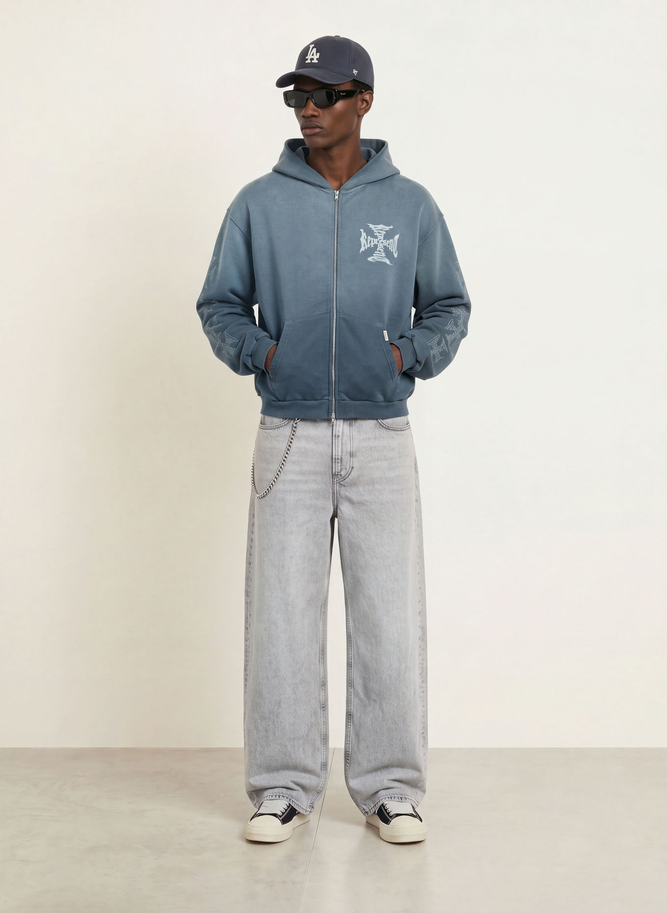 REPRESENT Sweatjacke MH SHRUNKEN: BLAU / HELLBLAU