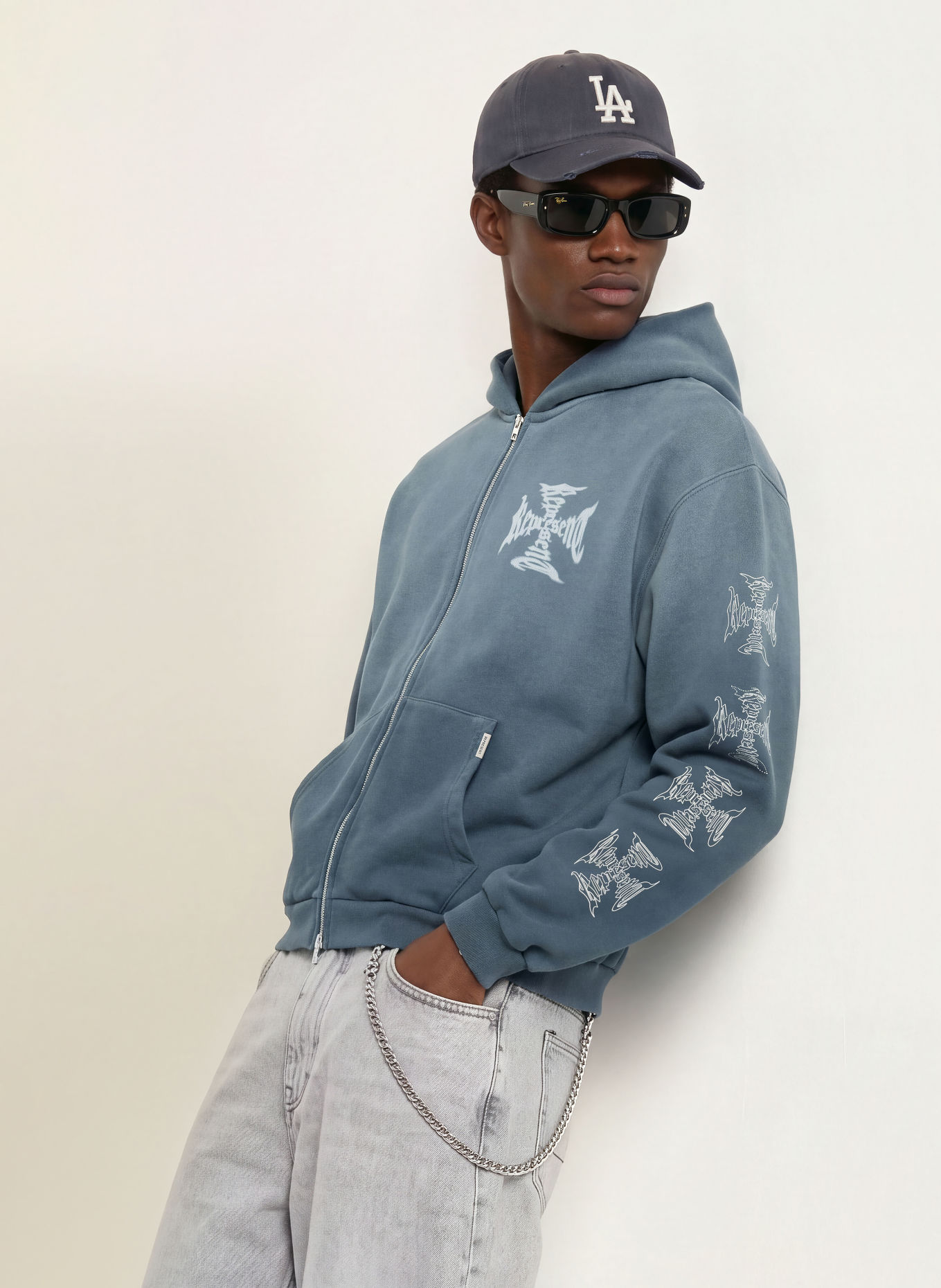 REPRESENT Sweatjacke MH SHRUNKEN: BLAU / HELLBLAU