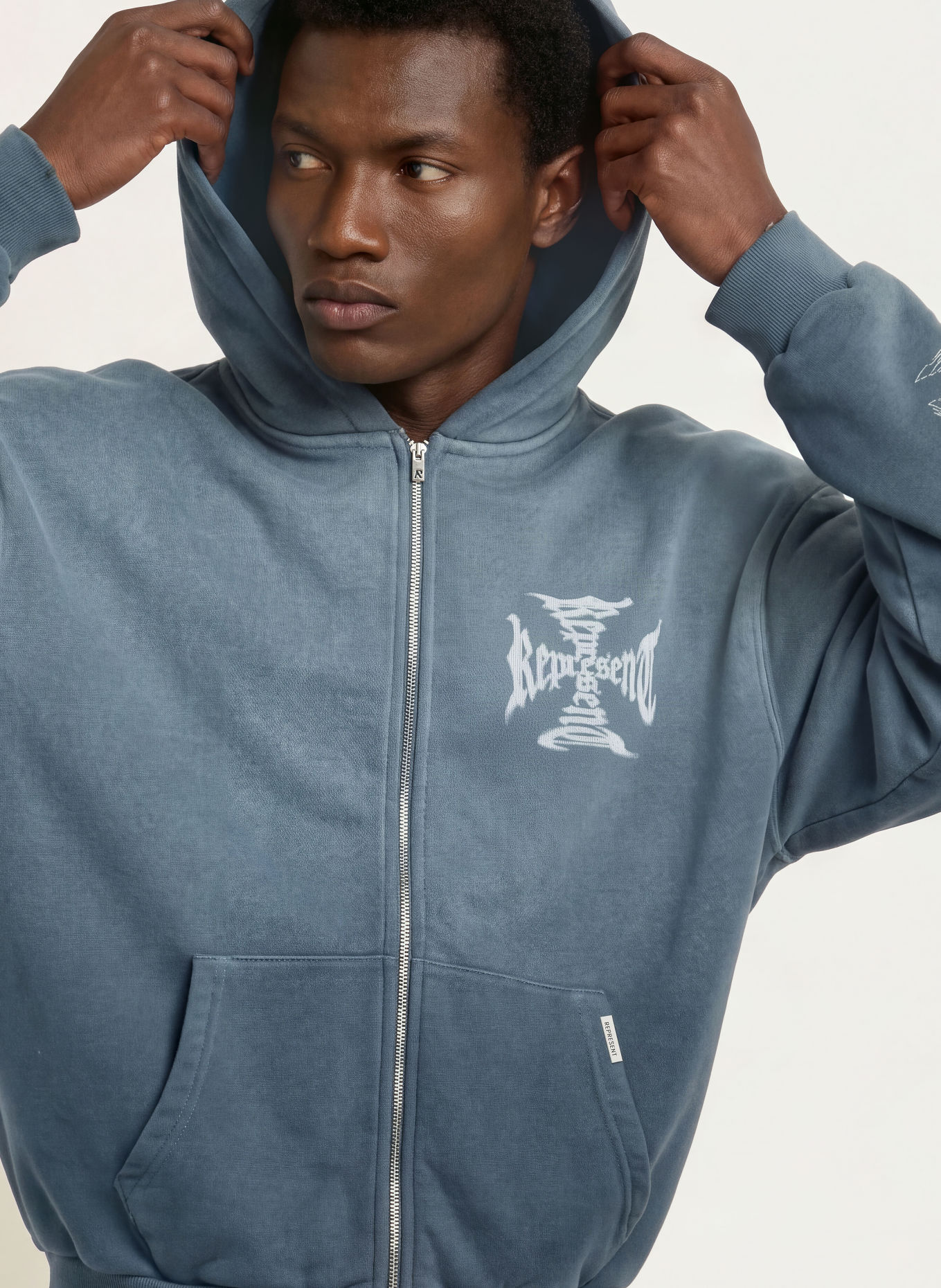 REPRESENT Sweatjacke MH SHRUNKEN: BLAU / HELLBLAU