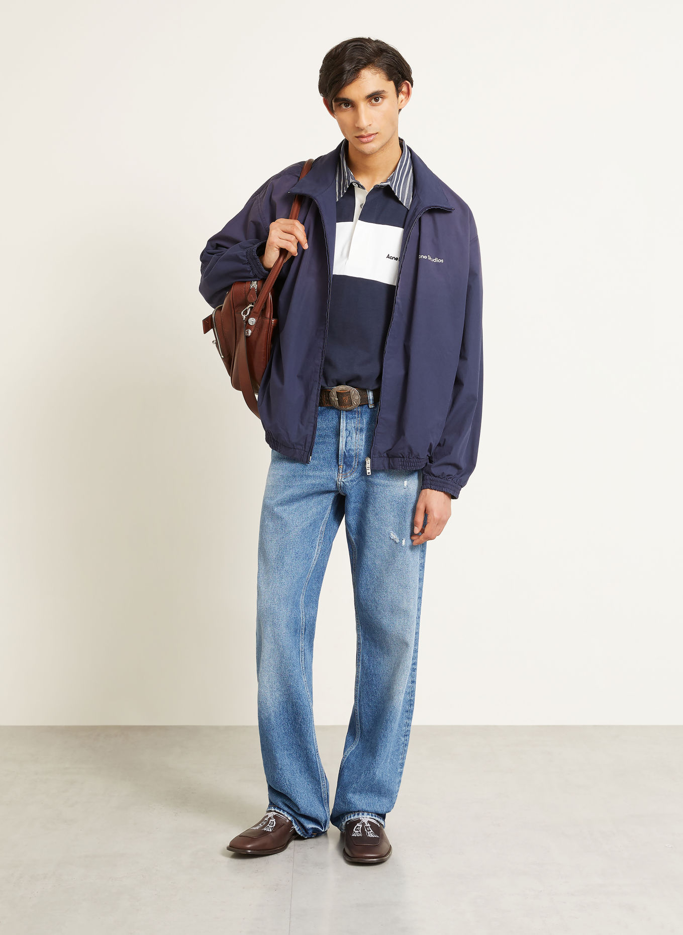 Acne Studios Sweat-Troyer: DUNKELBLAU / BLAUGRAU / WEISS