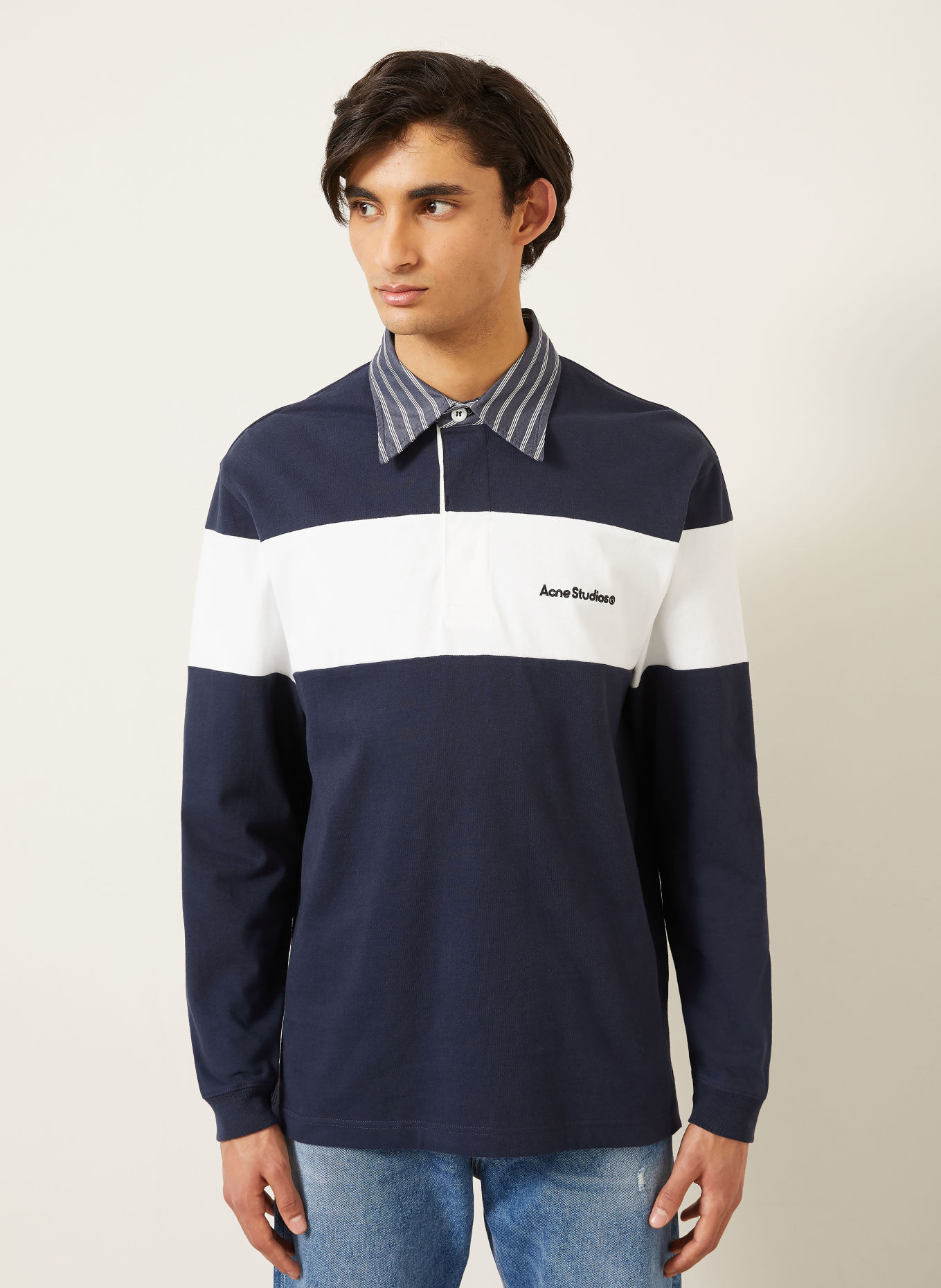 Acne Studios Sweat-Troyer: DUNKELBLAU / BLAUGRAU / WEISS