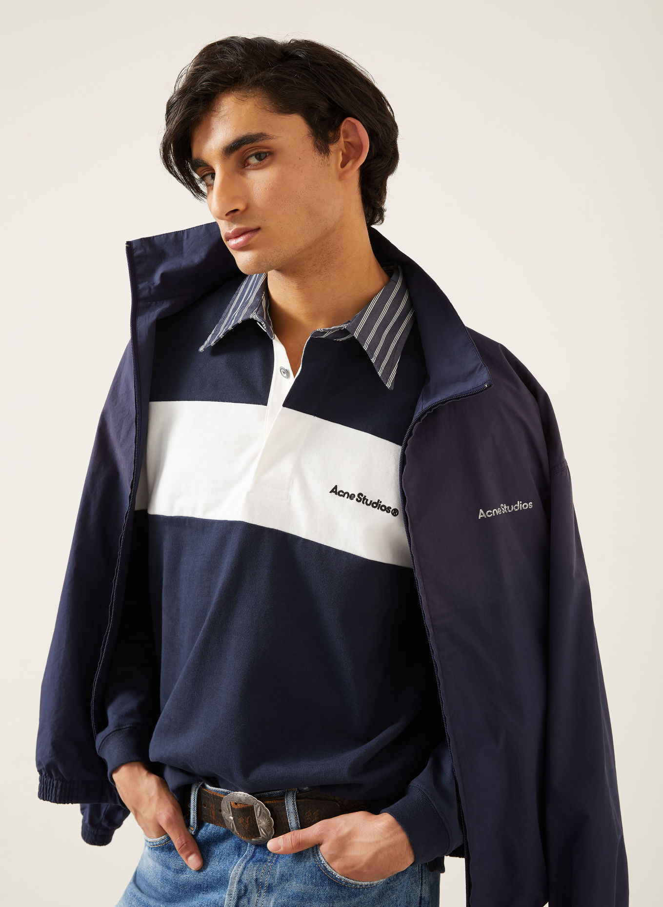 Acne Studios Sweat-Troyer: DUNKELBLAU / BLAUGRAU / WEISS