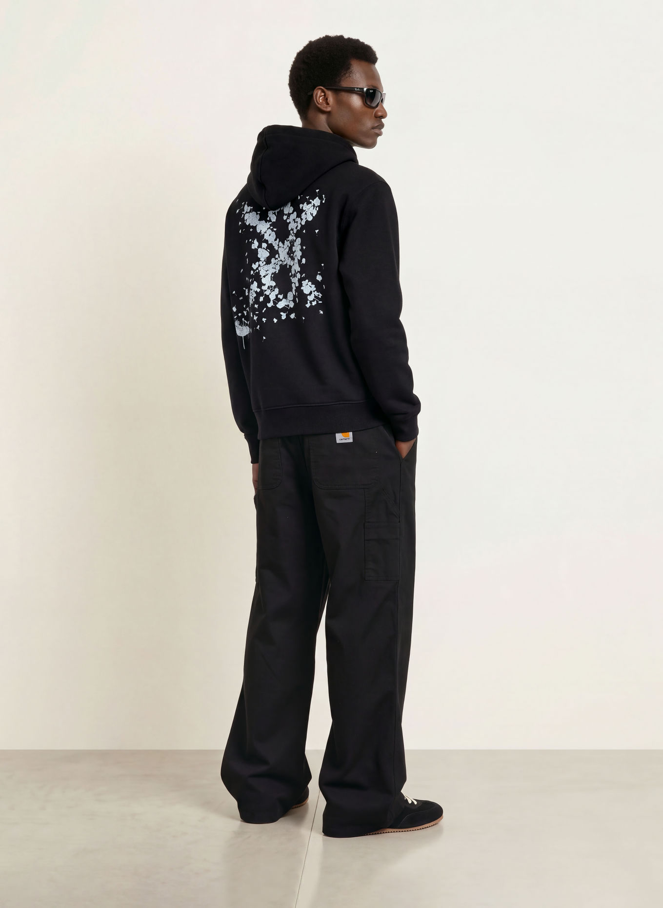 DAILY PAPER Hoodie WISH PLANT SHIELD: ZWART / BLAUW / WIT