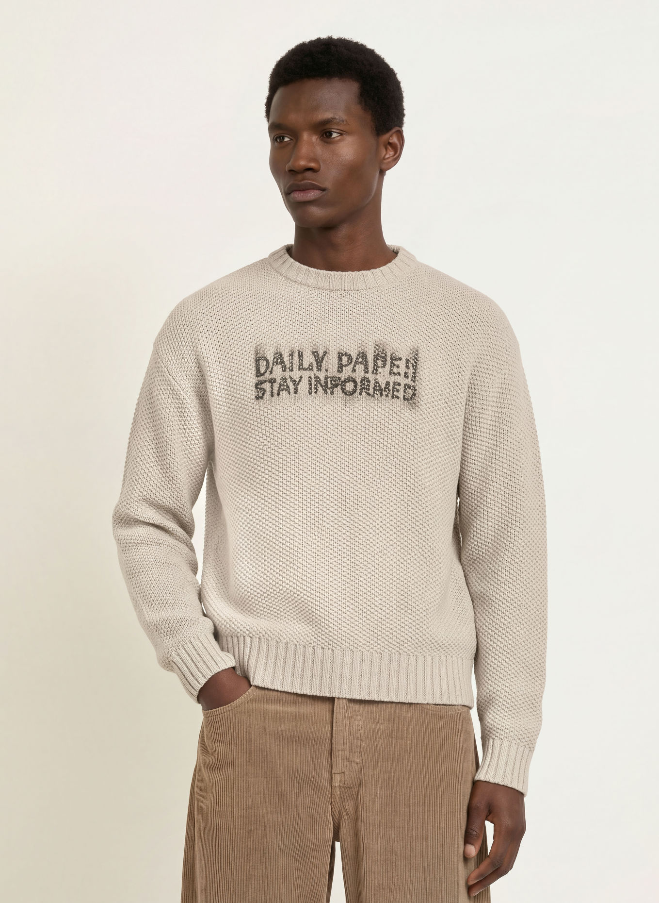 DAILY PAPER Pullover STAY INFORMED: HELLGRAU / DUNKELGRAU