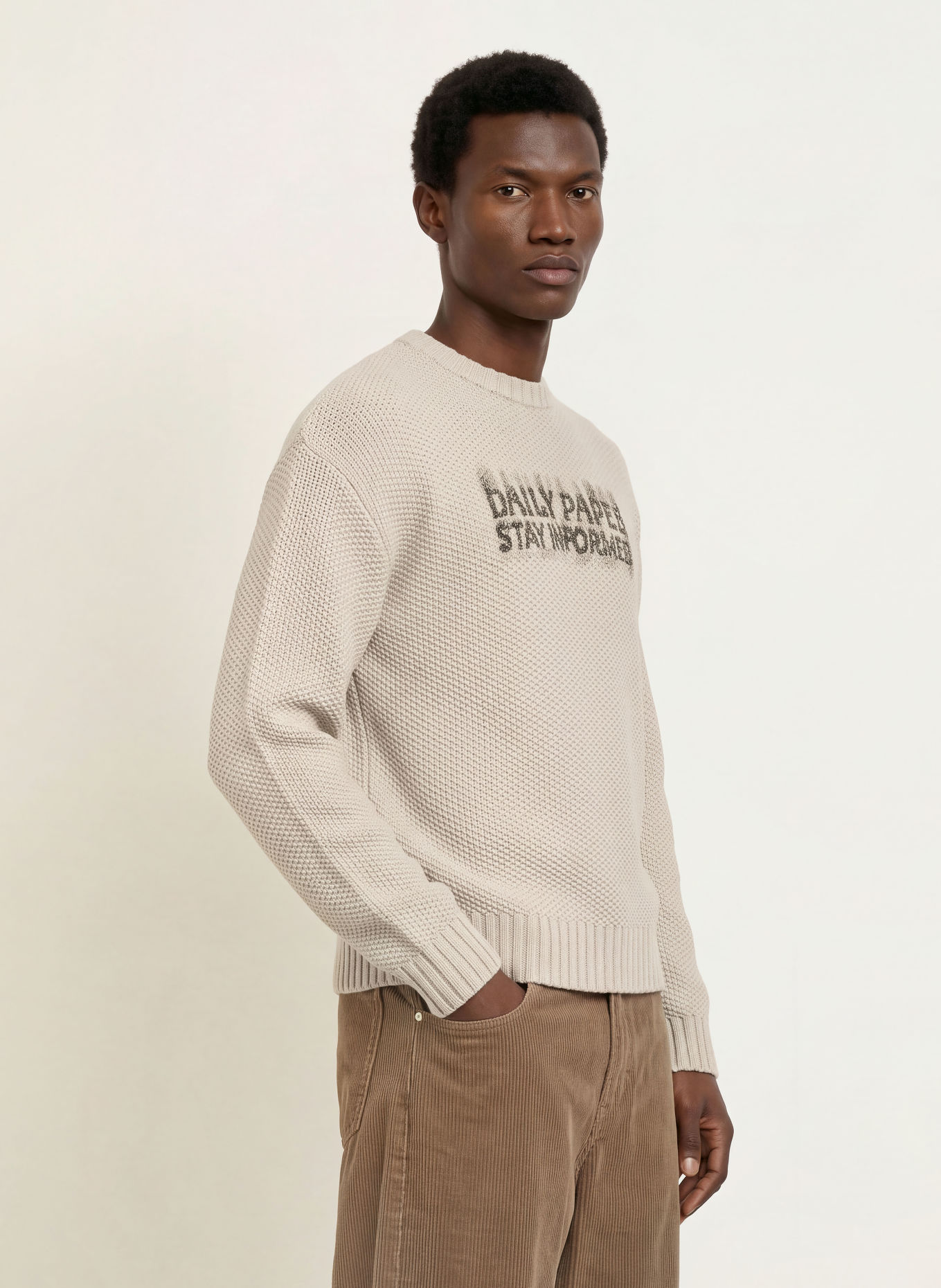 DAILY PAPER Pullover STAY INFORMED: HELLGRAU / DUNKELGRAU