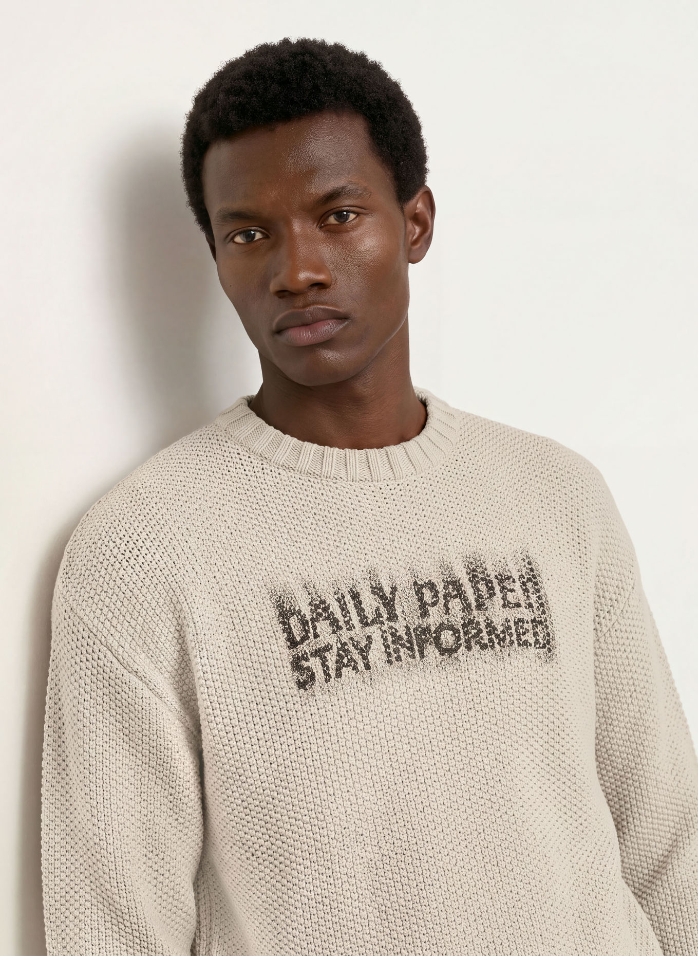 DAILY PAPER Pullover STAY INFORMED: HELLGRAU / DUNKELGRAU