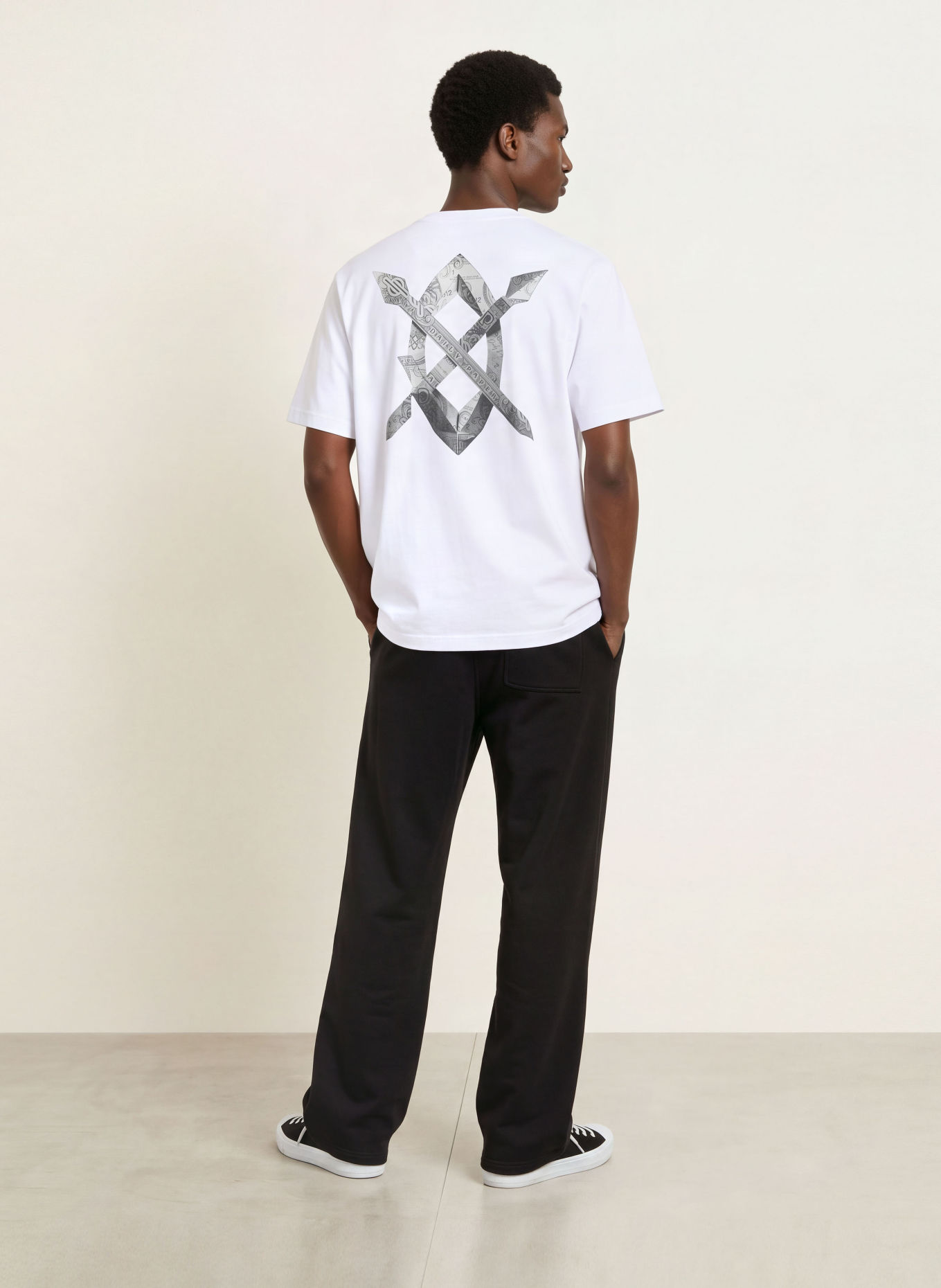 DAILY PAPER T-Shirt ORIGAMI SHIELD: WEISS / GRAU / SCHWARZ