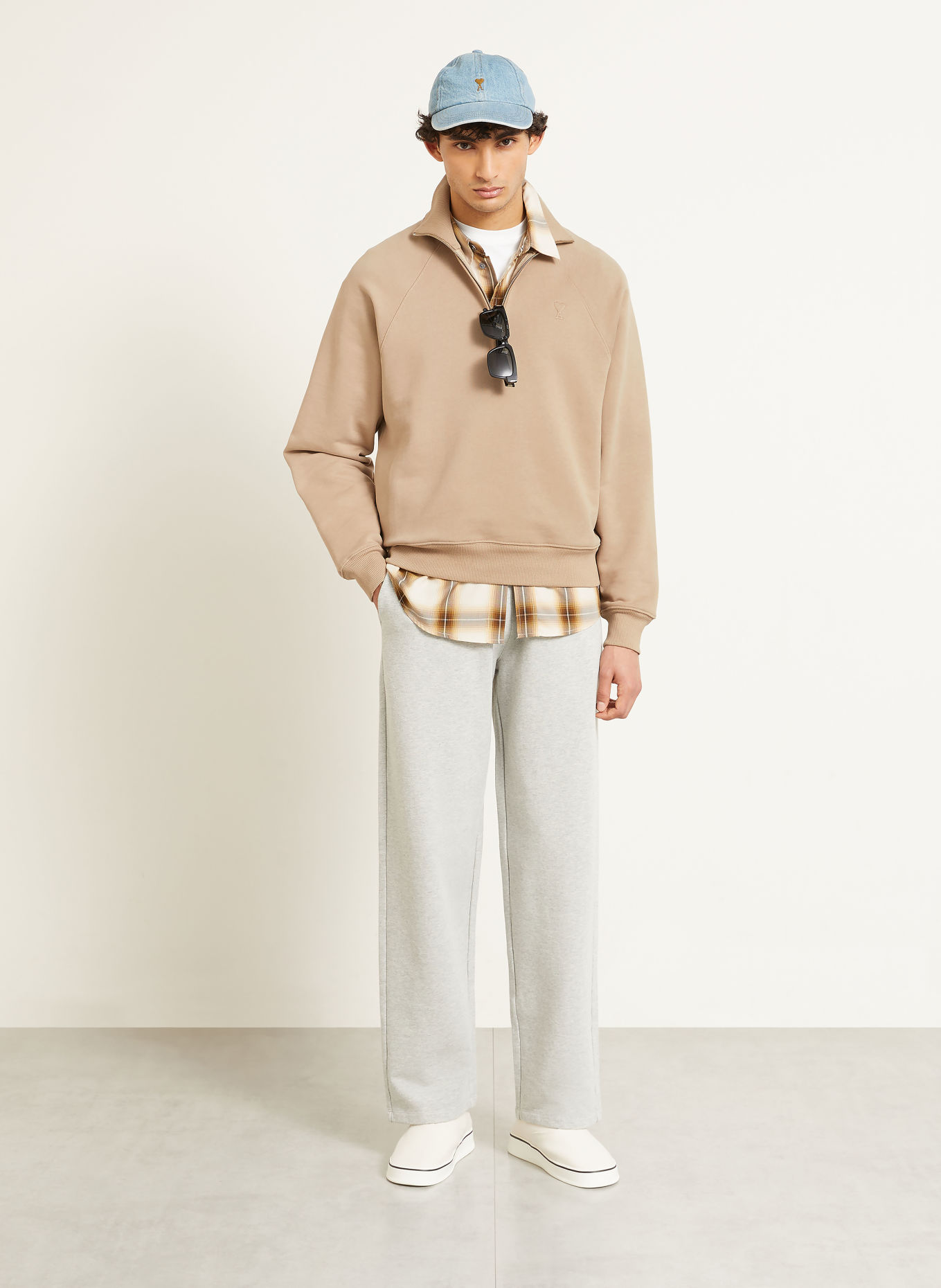 AMI PARIS Sweat-tröja med dragkedja: BEIGE