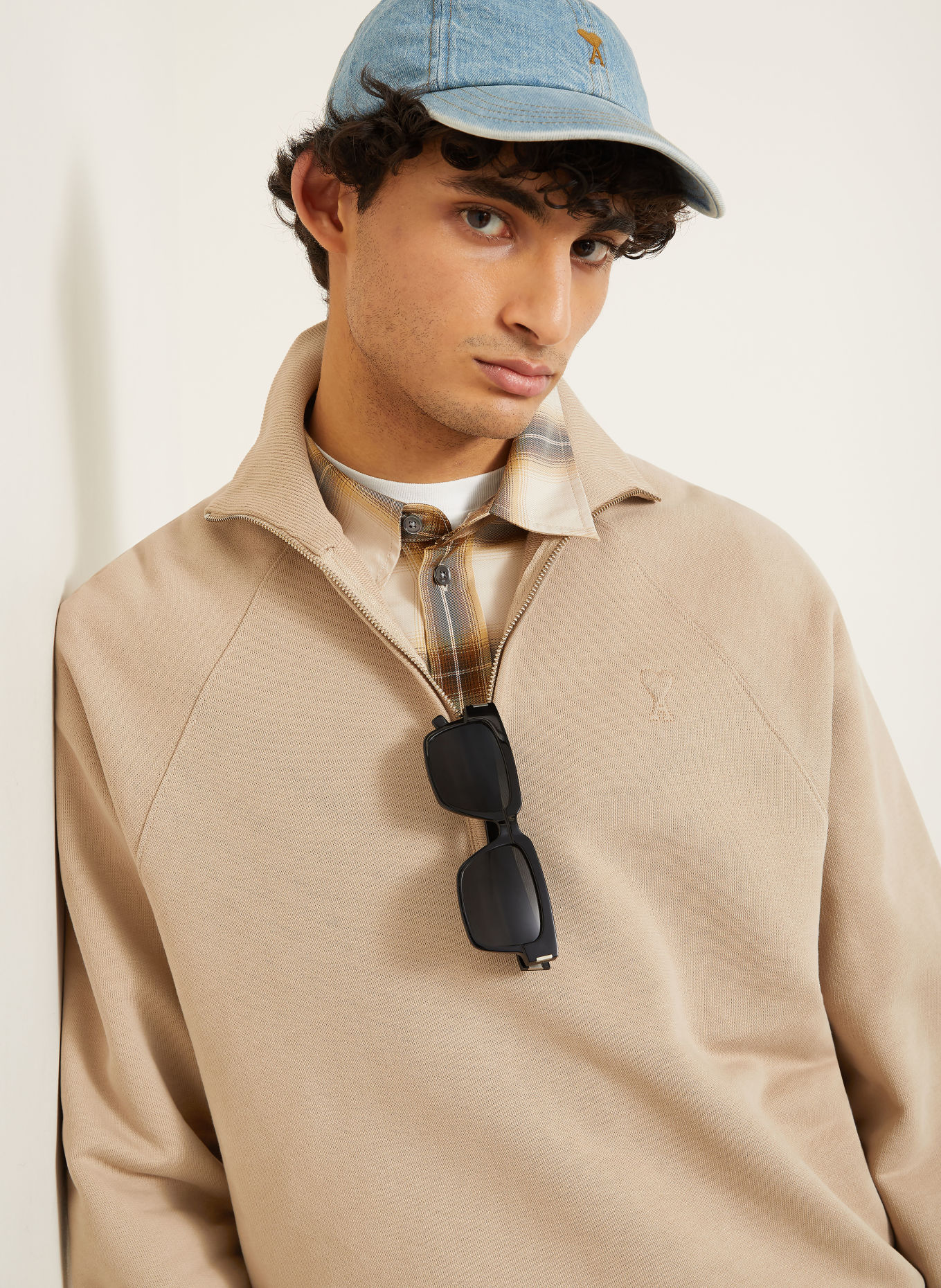 AMI PARIS Sweat-tröja med dragkedja: BEIGE