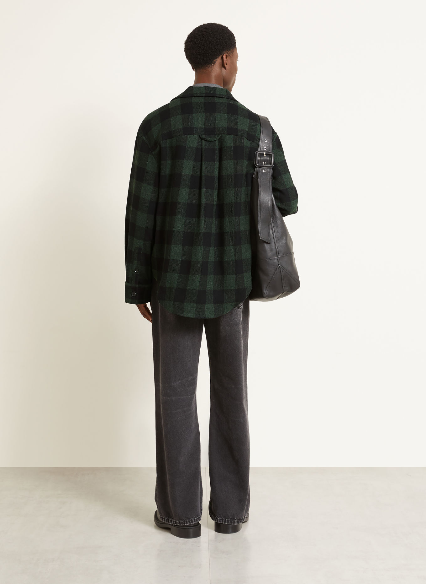 AMI PARIS Flanel overshirt: BLACK / DARK GREEN