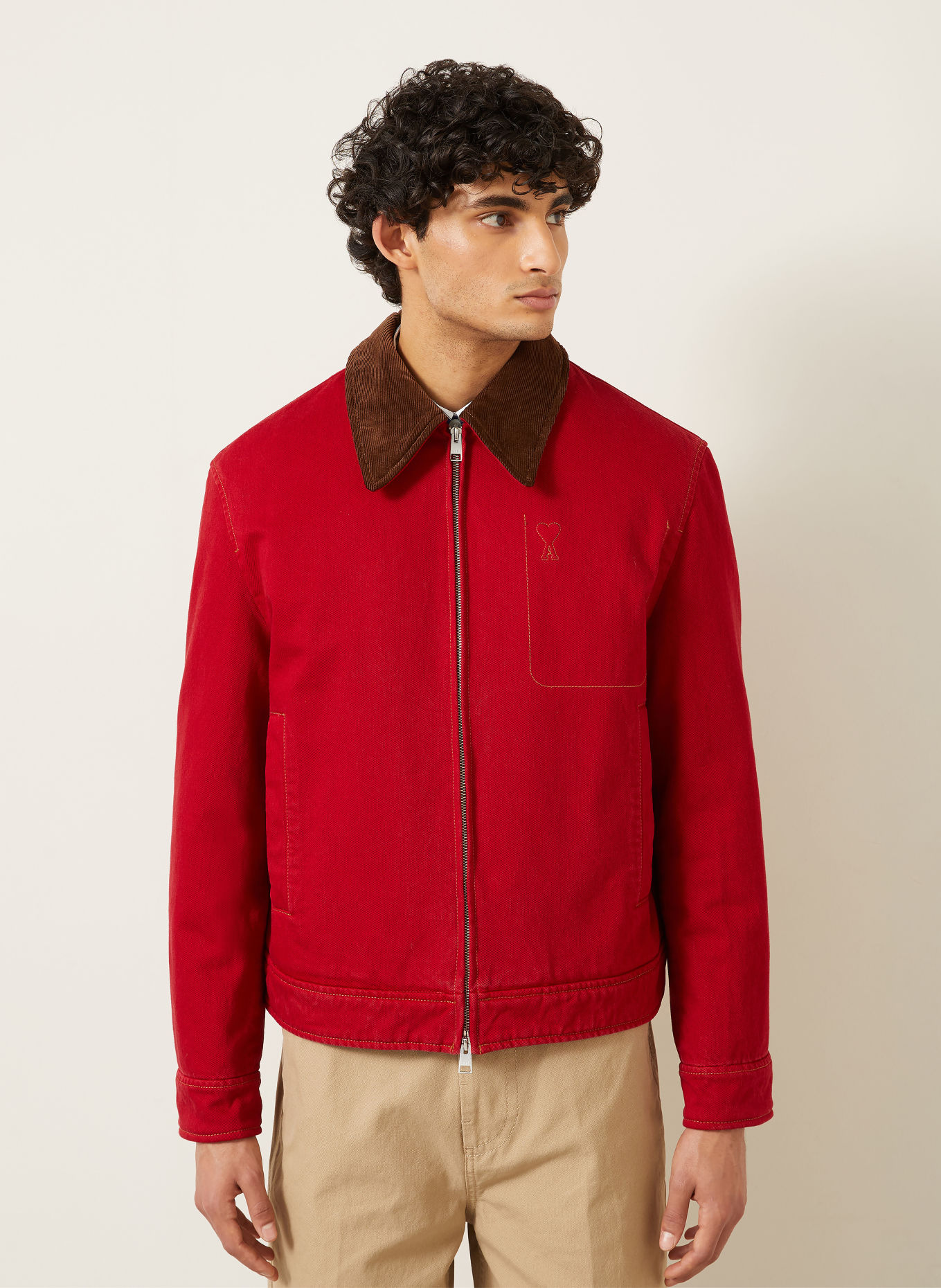 AMI PARIS Overjacket: DONKERROOD / BRUIN