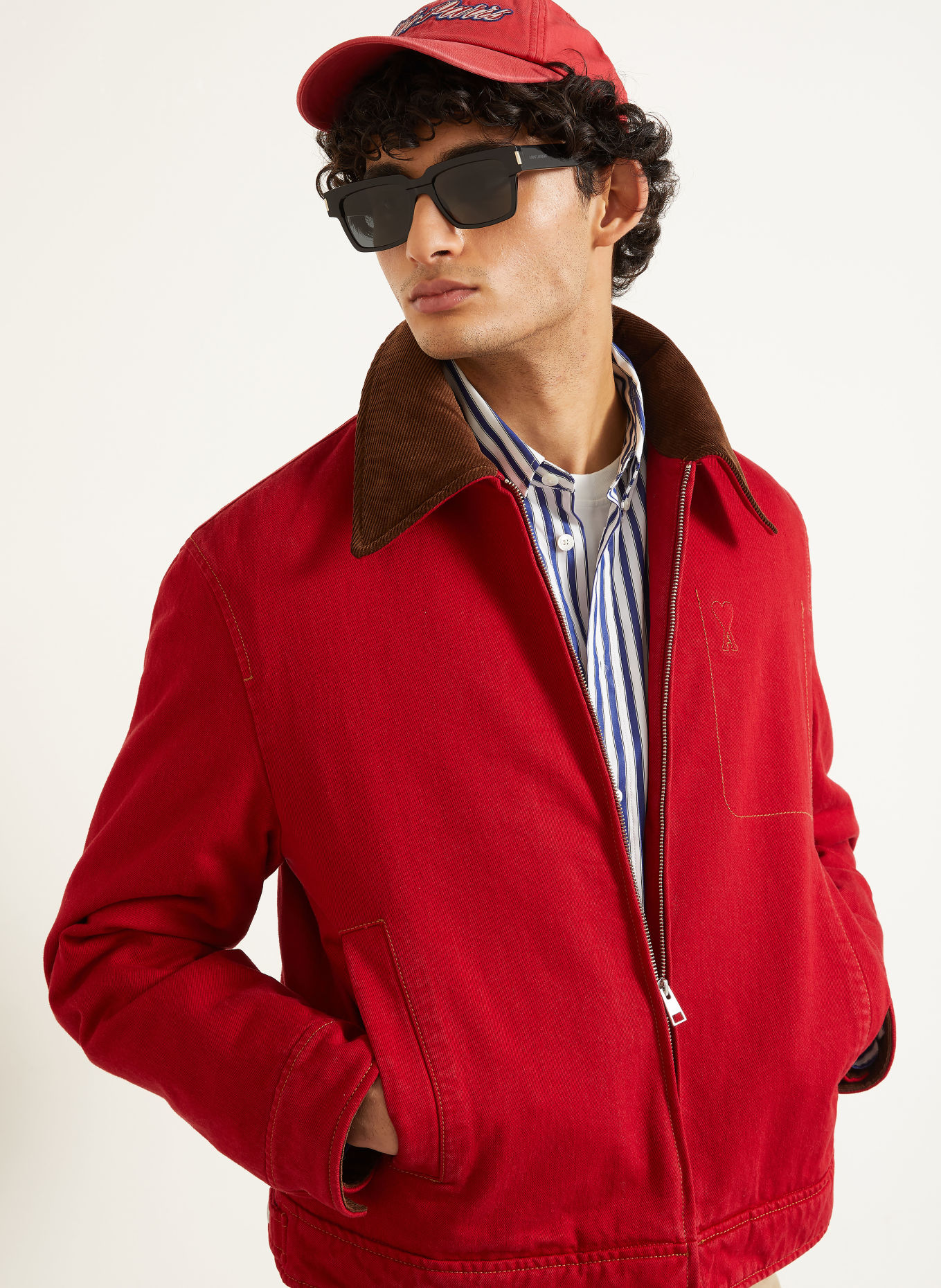 AMI PARIS Overjacket: DONKERROOD / BRUIN