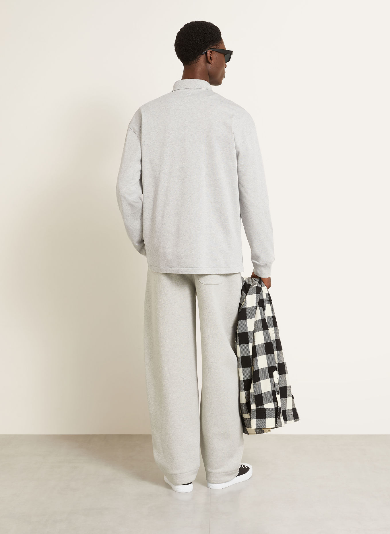 AMI PARIS Jersey polo shirt: LIGHT GRAY