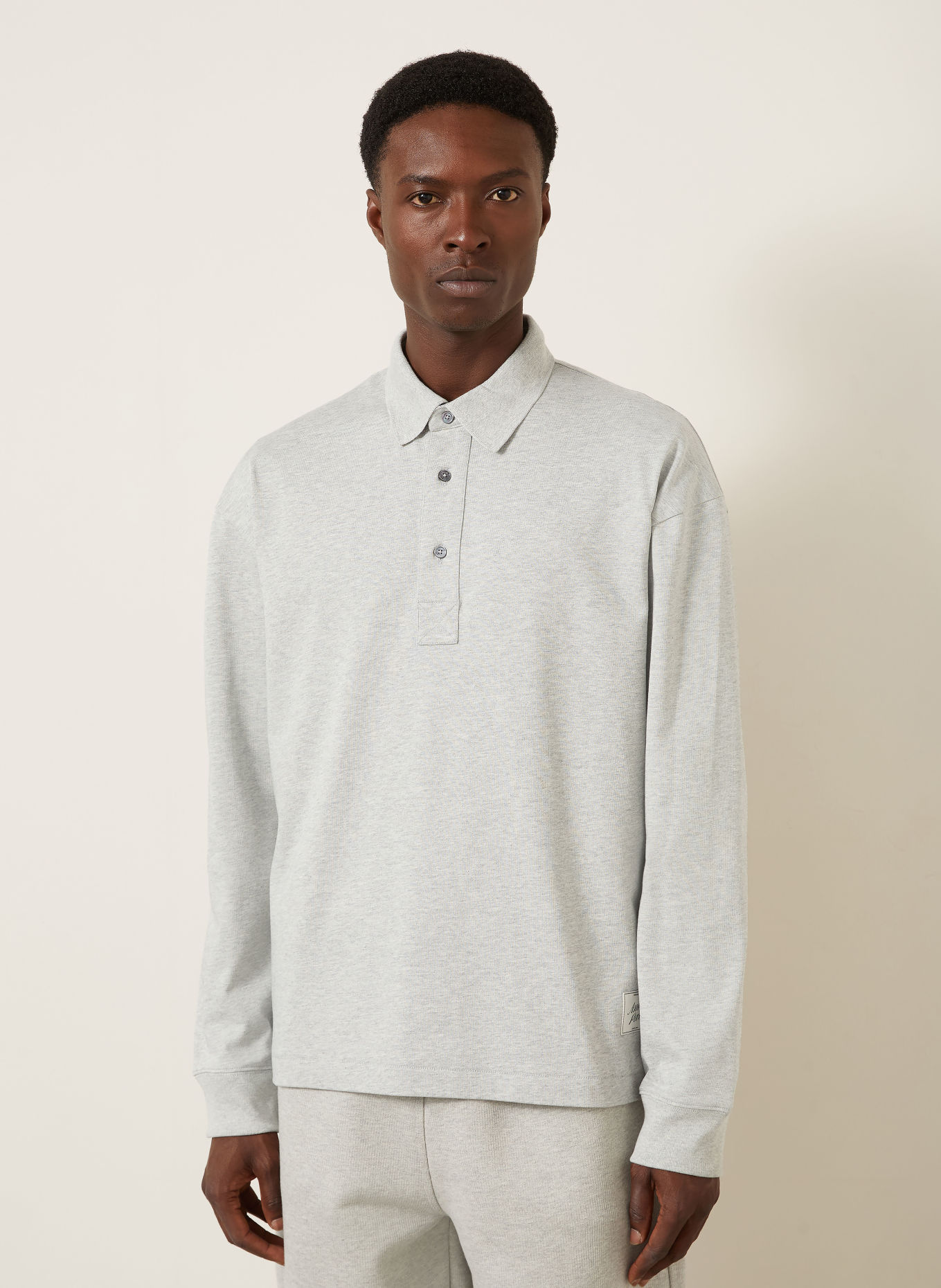 AMI PARIS Jersey polo shirt: LIGHT GRAY
