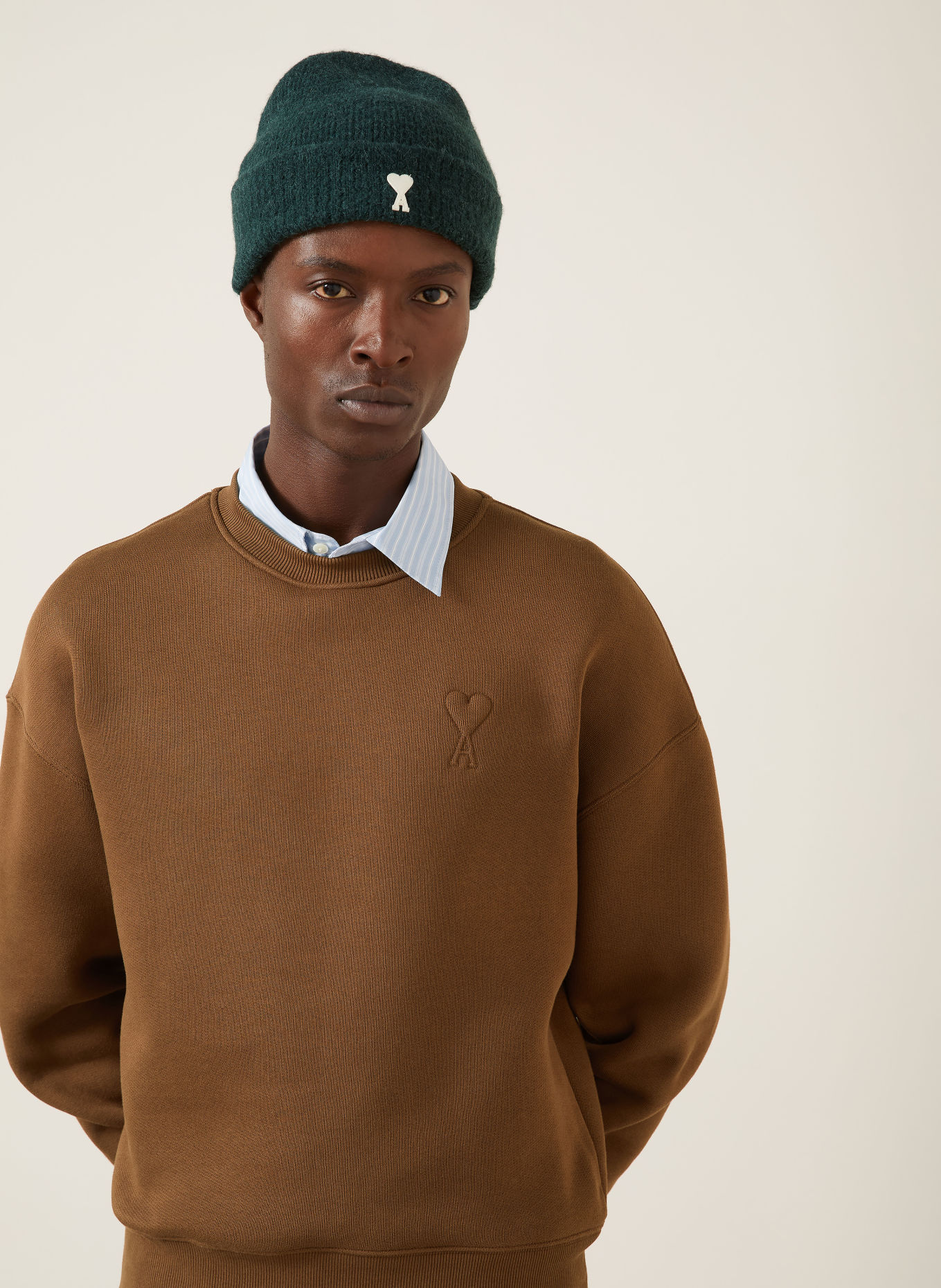 AMI PARIS Sweatshirt: BROWN