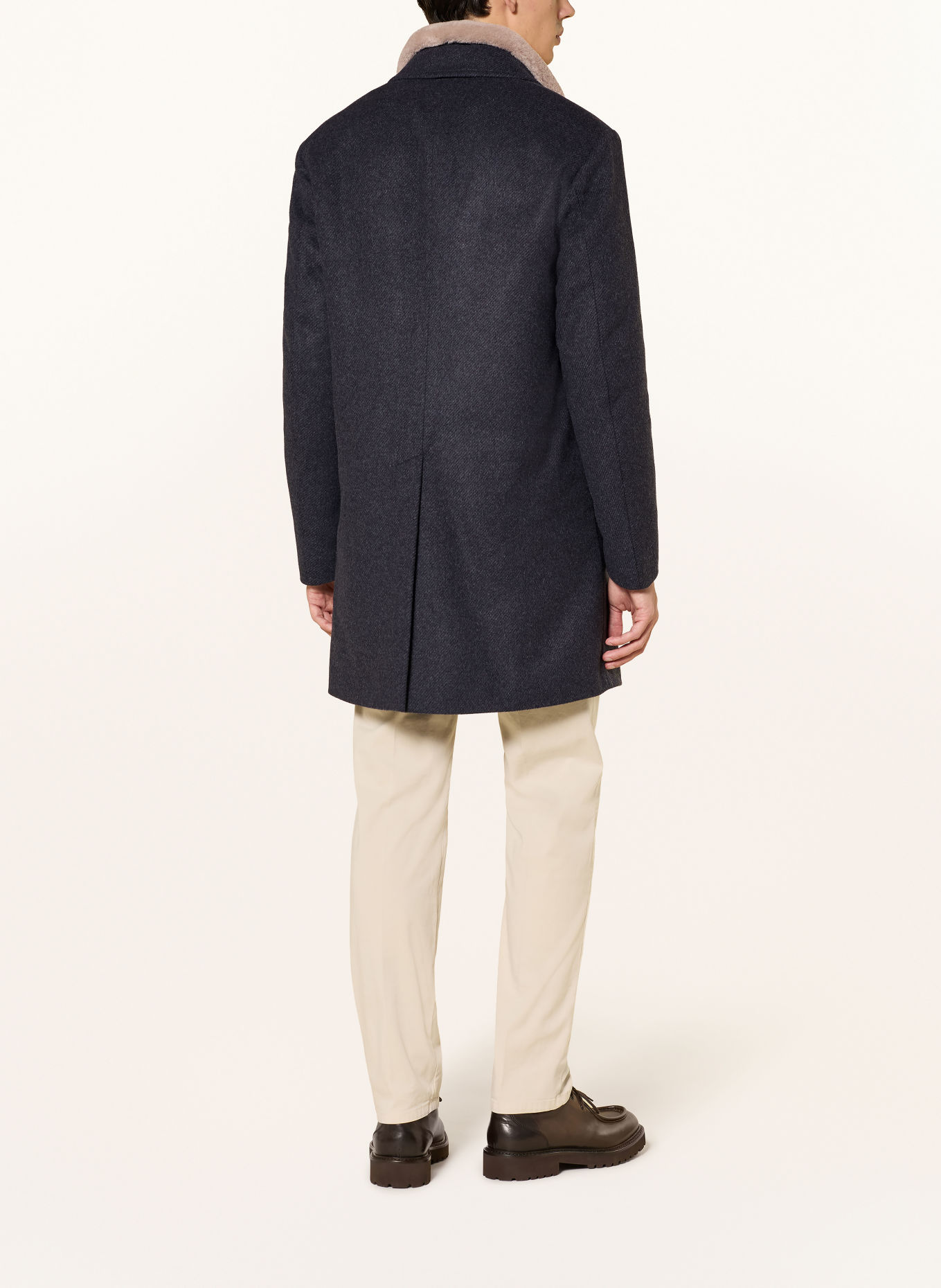 JOOP! MORRIS Wool coat with Removable Trim: DARK GRAY / BEIGE