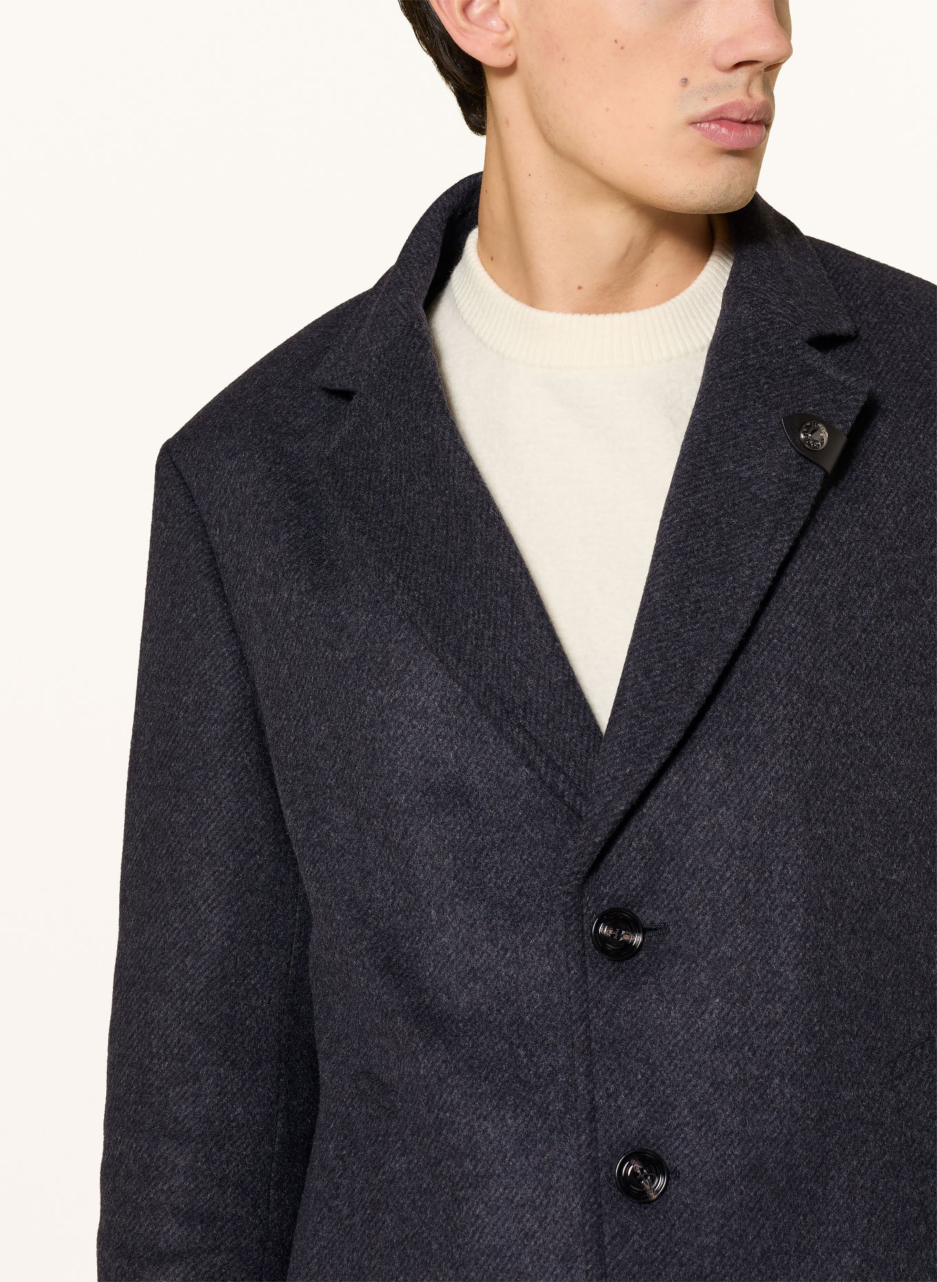 JOOP! MORRIS Wool coat with Removable Trim: DARK GRAY / BEIGE