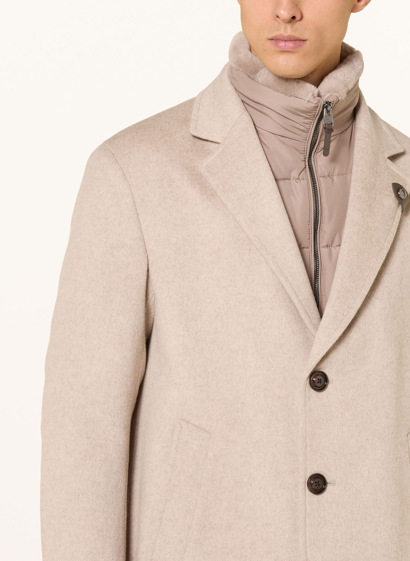 JOOP! MORRIS Wool coat with Removable Trim: BEIGE