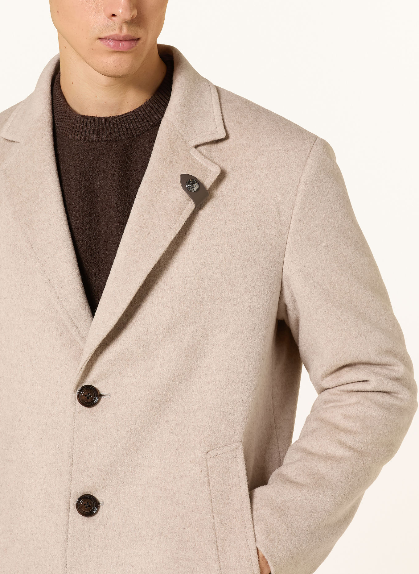 JOOP! MORRIS Wool coat with Removable Trim: BEIGE