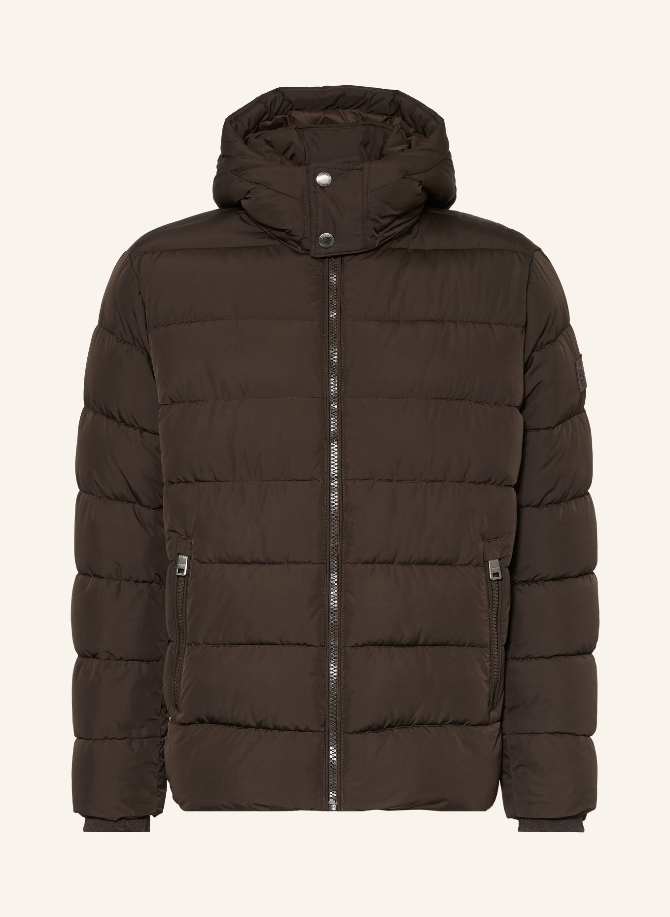 JOOP! JEANS JOSHAS gewatteerde jas met afneembare capuchon: MARRON FONCÉ