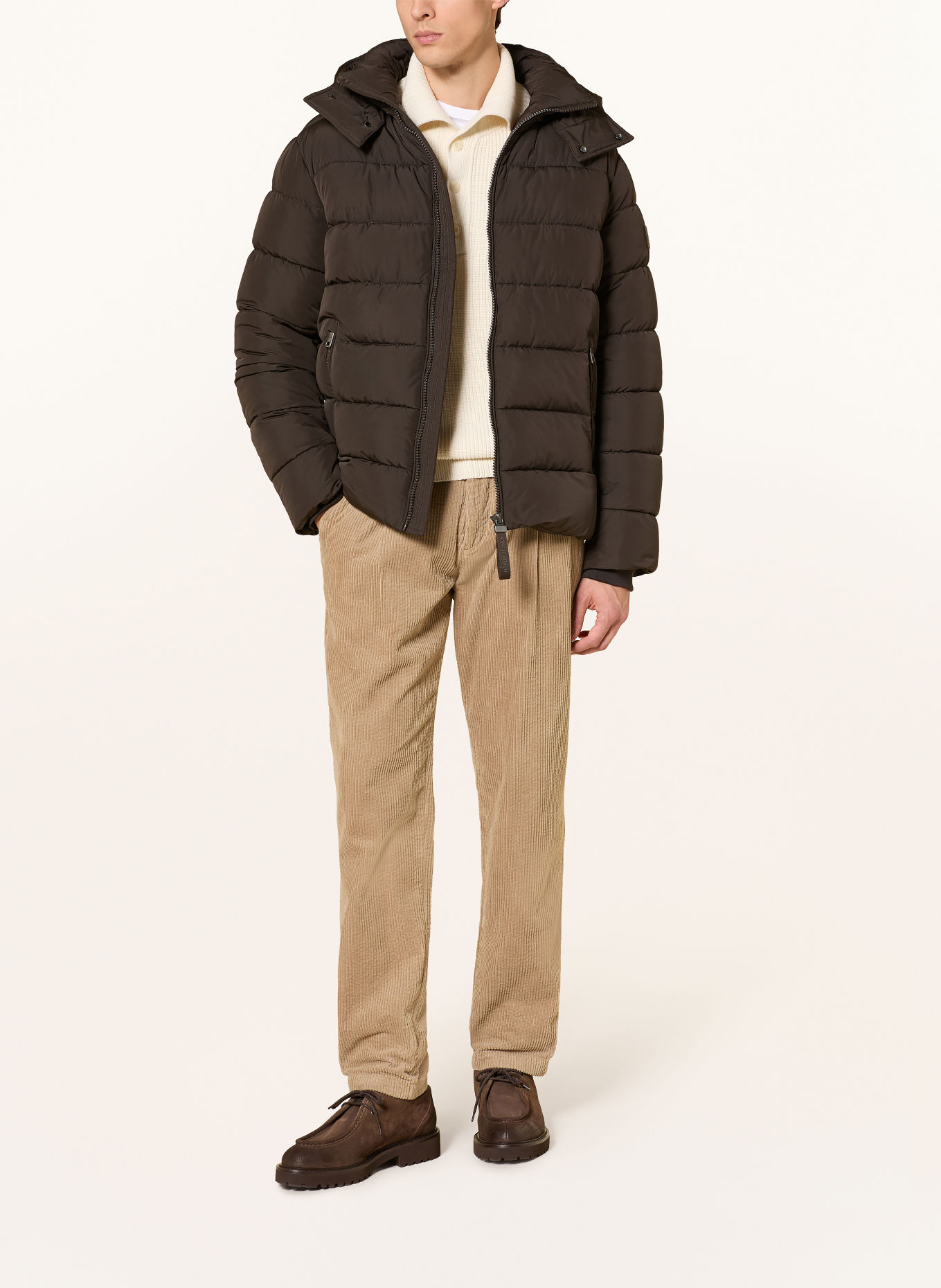 JOOP! JEANS JOSHAS gewatteerde jas met afneembare capuchon: MARRON FONCÉ
