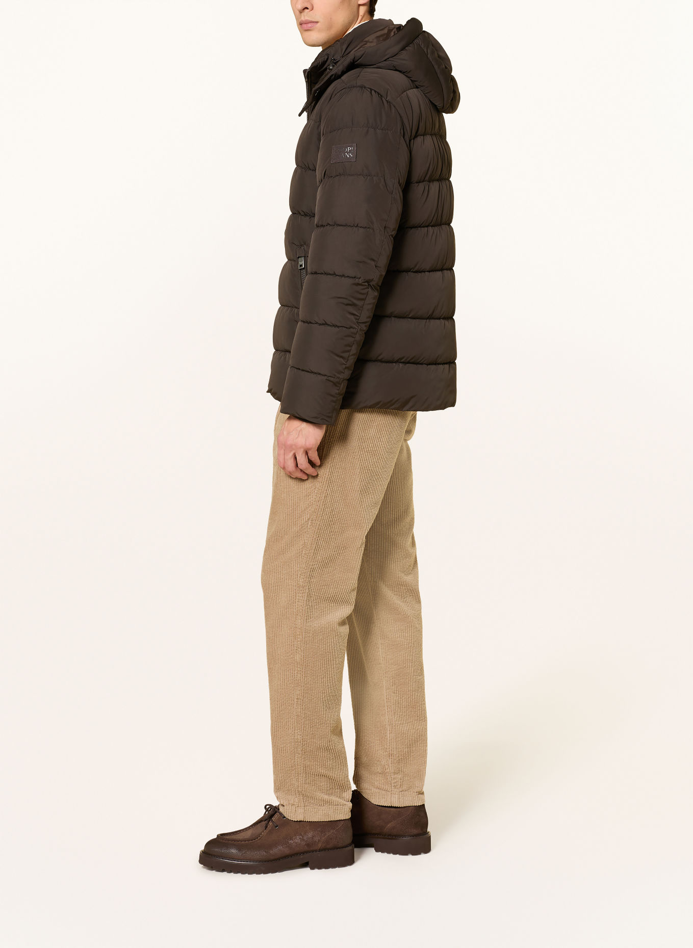 JOOP! JEANS JOSHAS gewatteerde jas met afneembare capuchon: MARRON FONCÉ