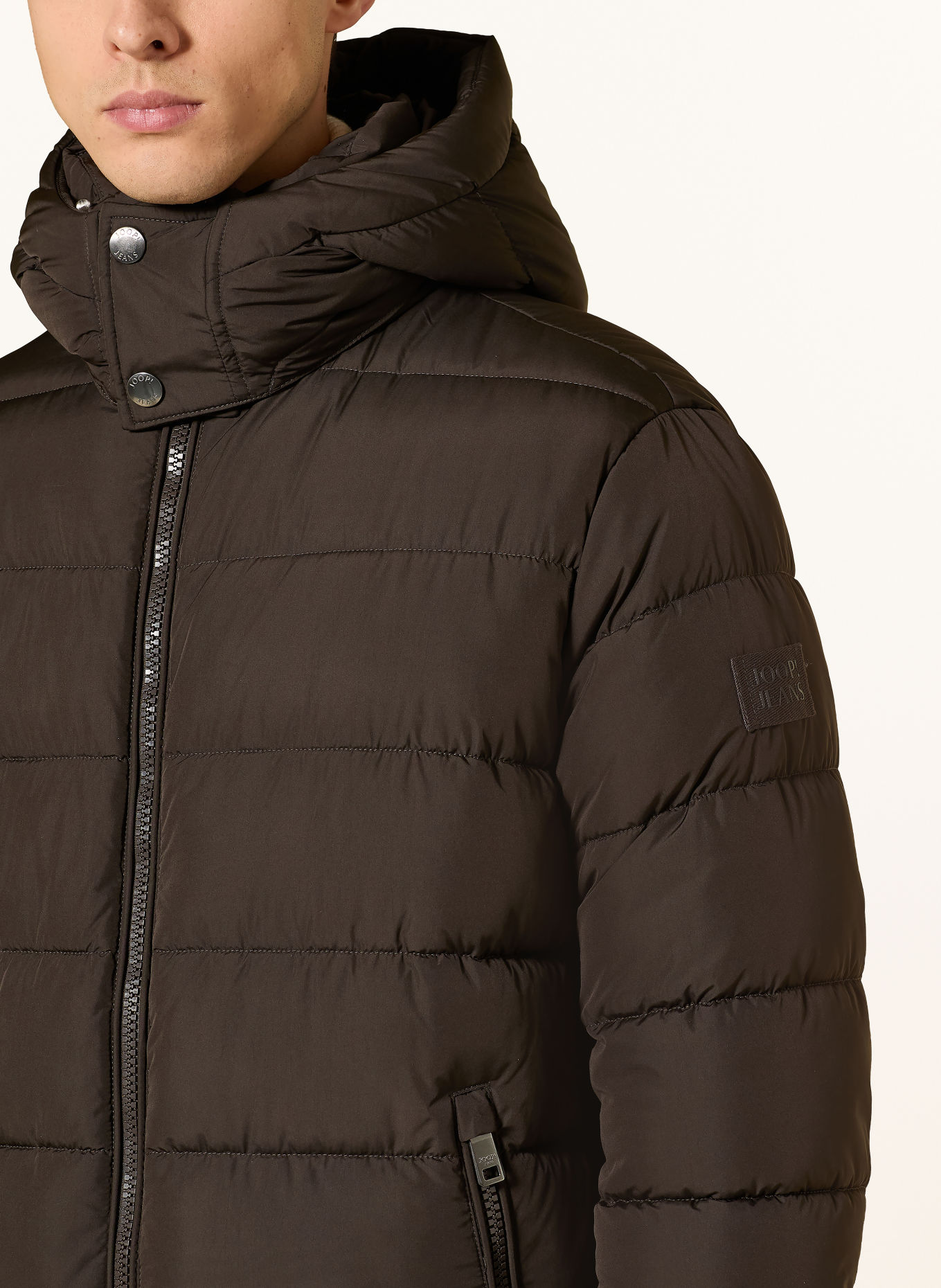 JOOP! JEANS JOSHAS gewatteerde jas met afneembare capuchon: MARRON FONCÉ