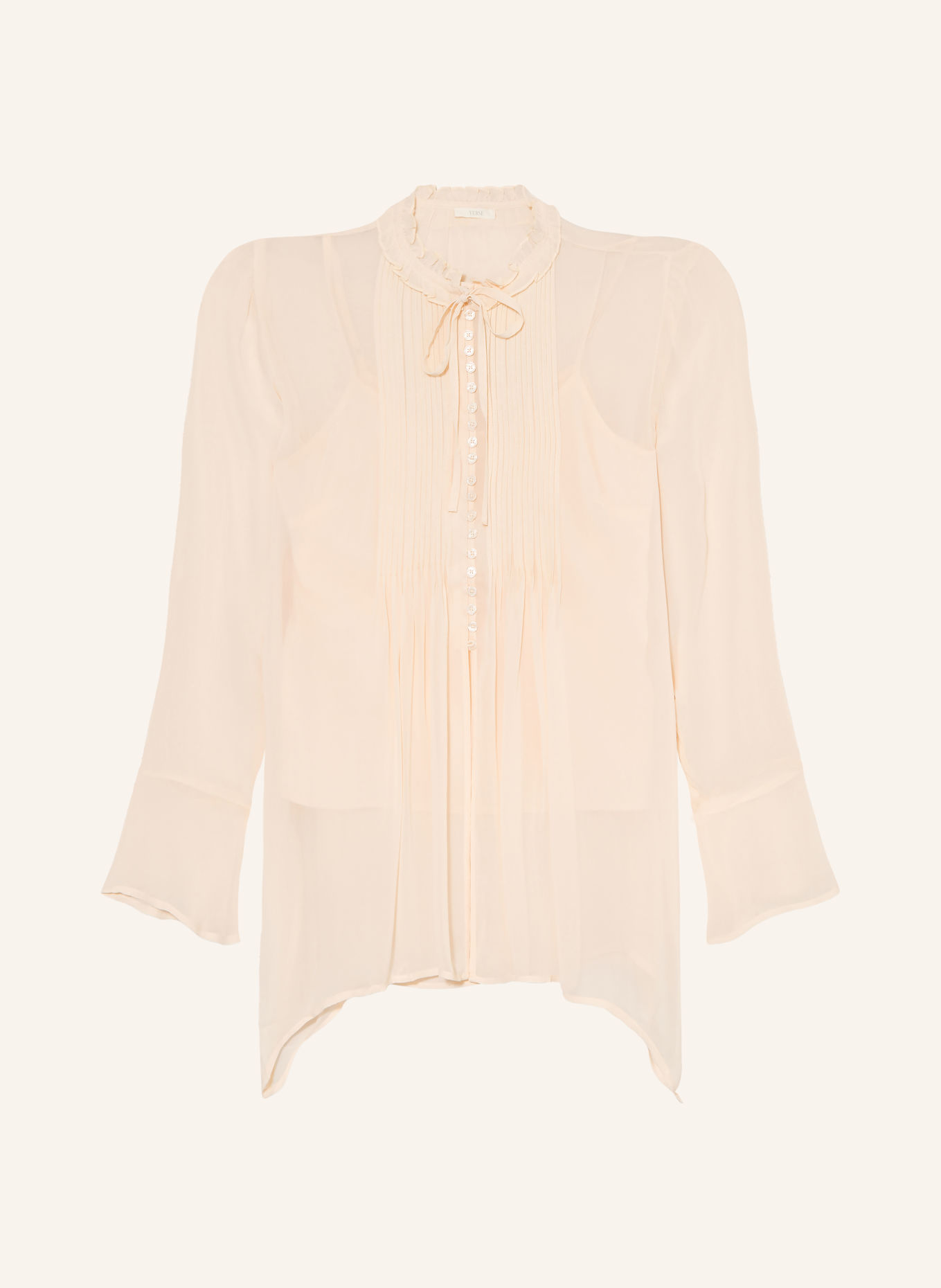 YERSE Blouse met plooien: BEIGE