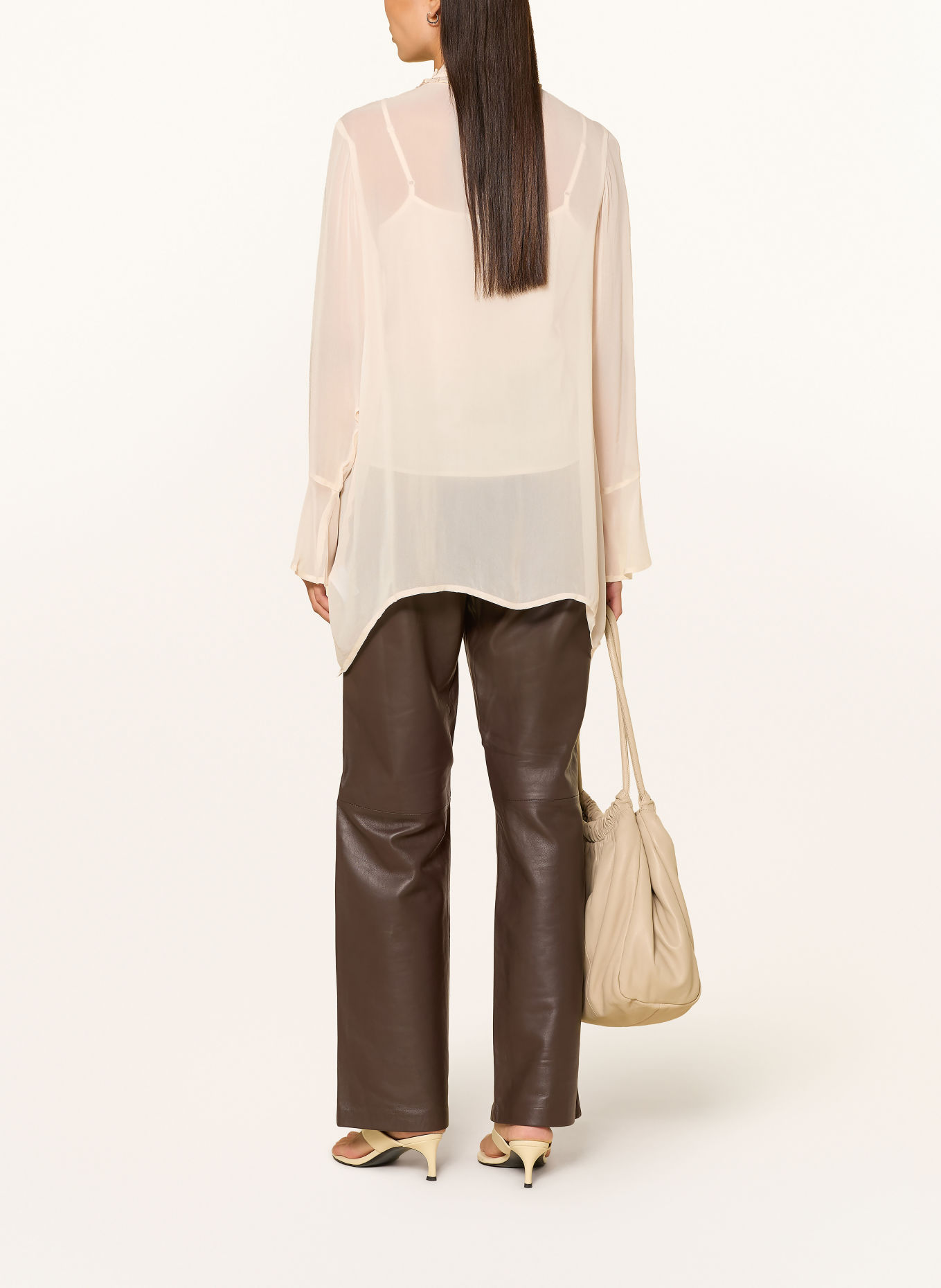 YERSE Blouse met plooien: BEIGE