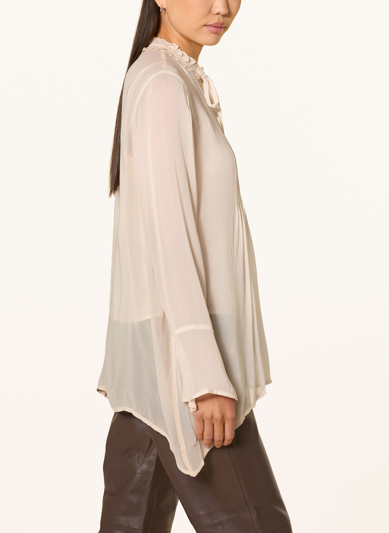 YERSE Blouse met plooien: BEIGE