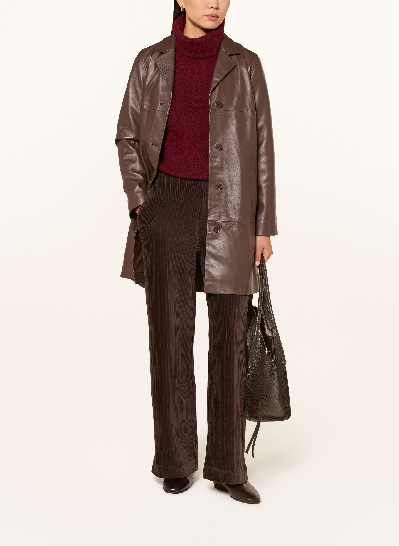 YERSE Lederen jas MICAELA: MARRON FONCÉ