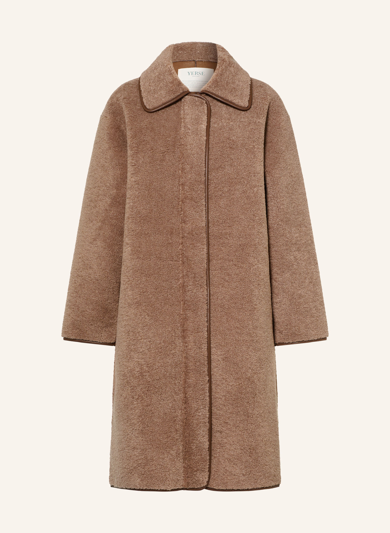 YERSE CLOUD 45 Teddy Fur Coat: LIGHT BROWN