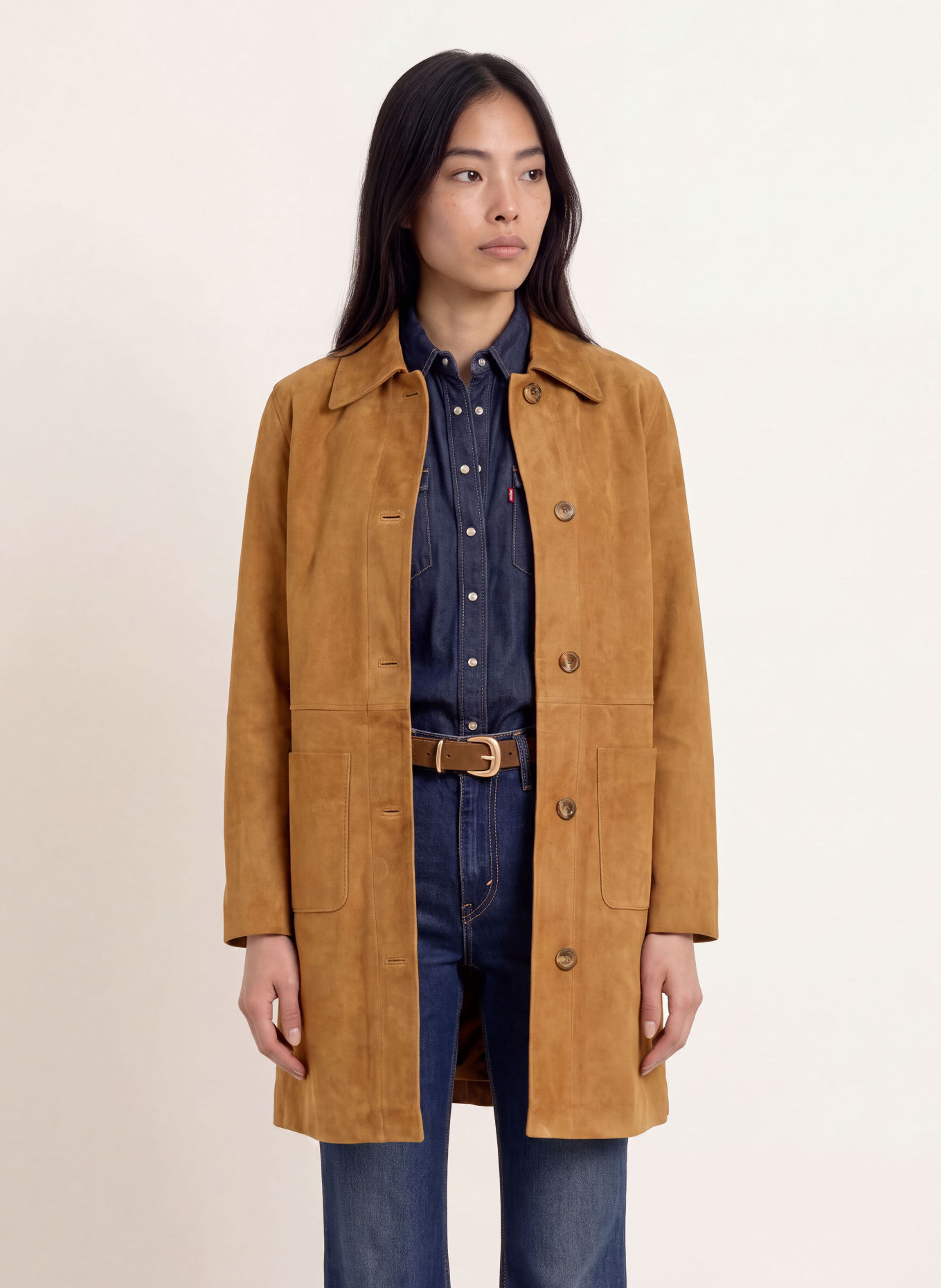 YERSE Manteau en cuir KATE: CHAMEAU