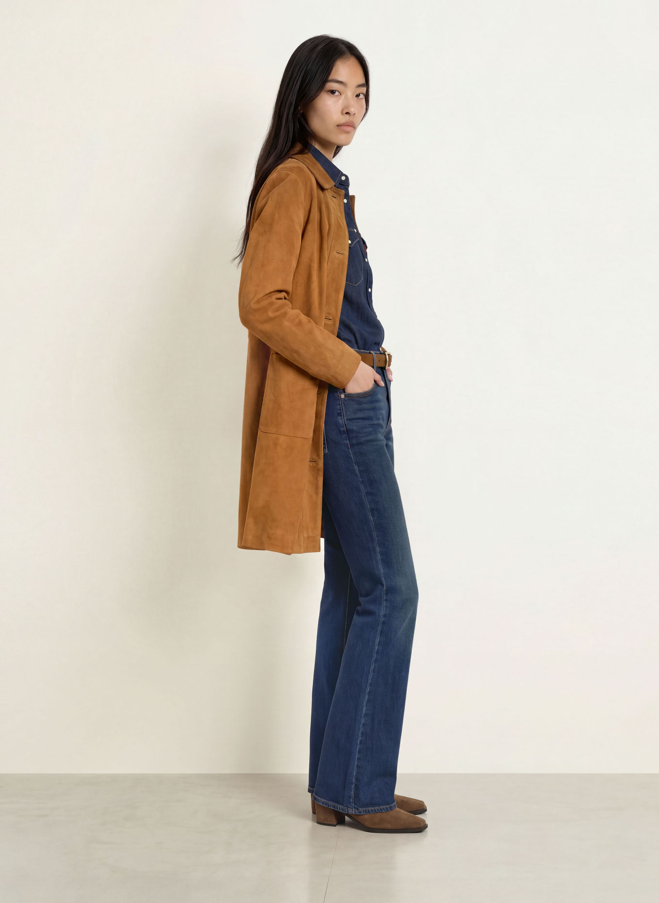 YERSE Manteau en cuir KATE: CHAMEAU