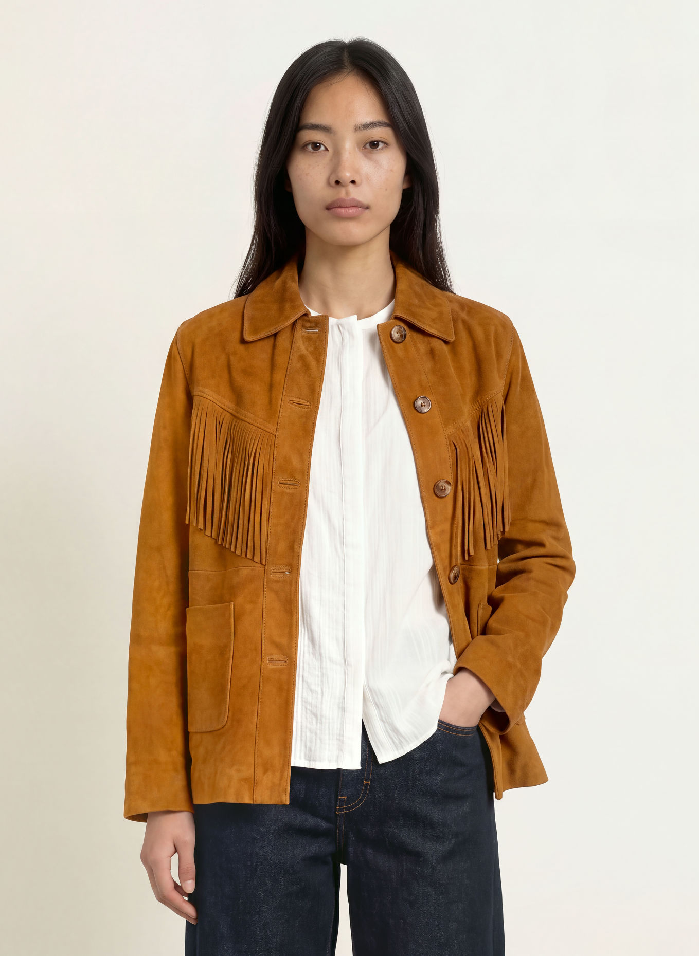 YERSE Leren jas BETHA: COGNAC