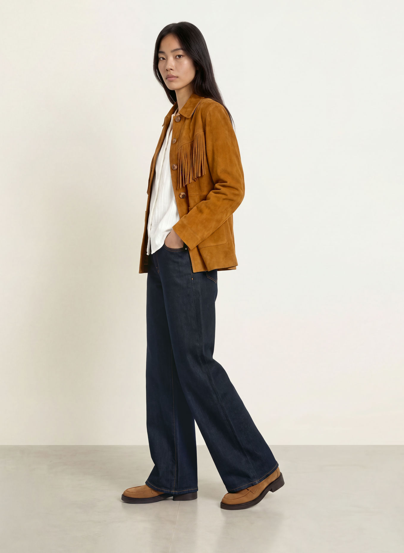 YERSE Leren jas BETHA: COGNAC