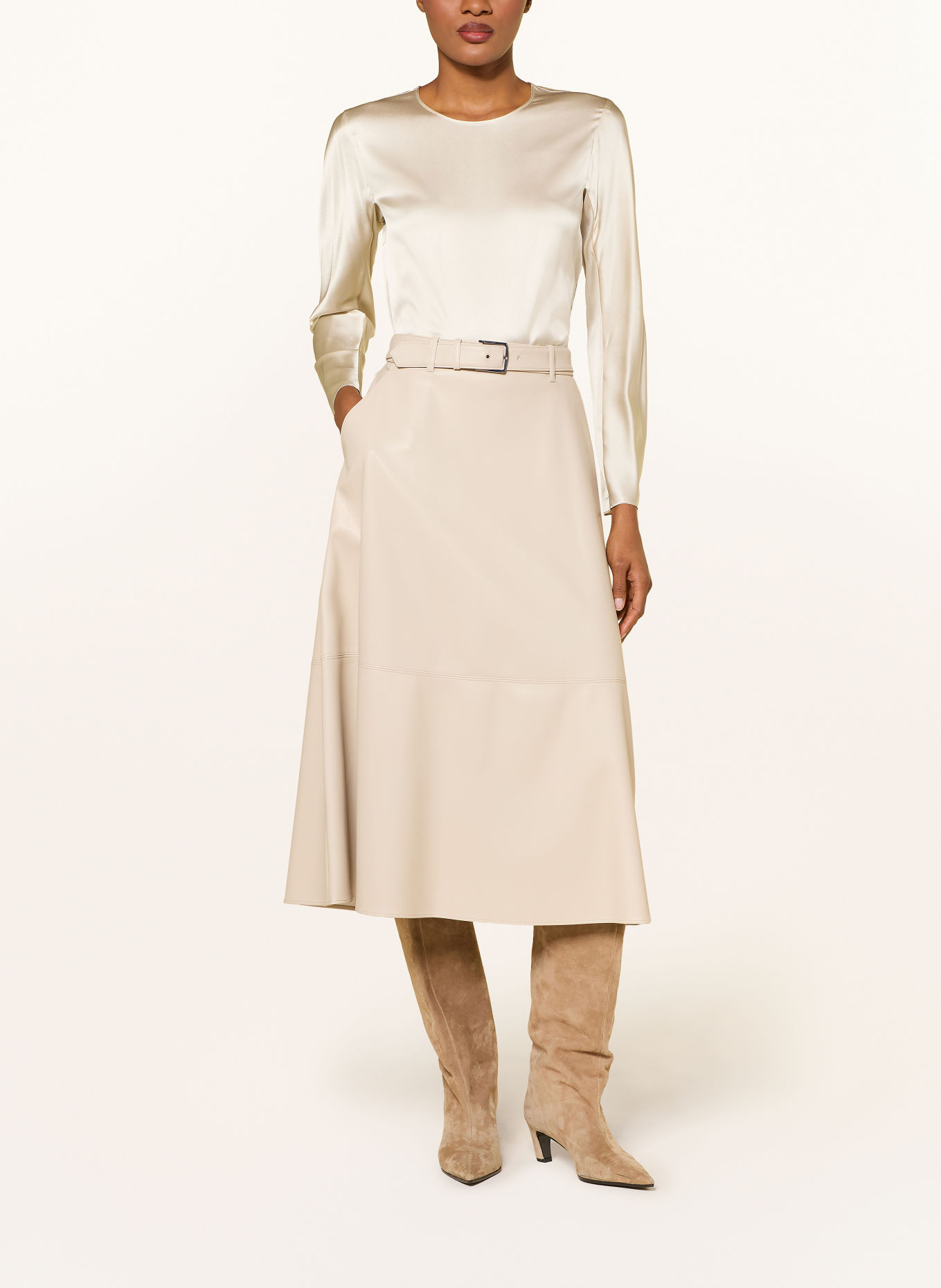 MM by Max Mara Sukně DOMINO v koženém vzhledu: BÉŽOVÁ