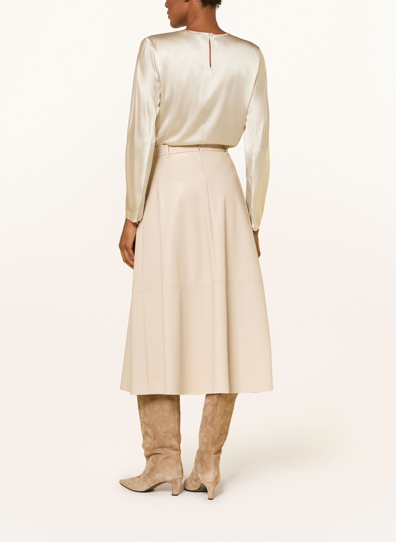 MM by Max Mara Sukně DOMINO v koženém vzhledu: BÉŽOVÁ