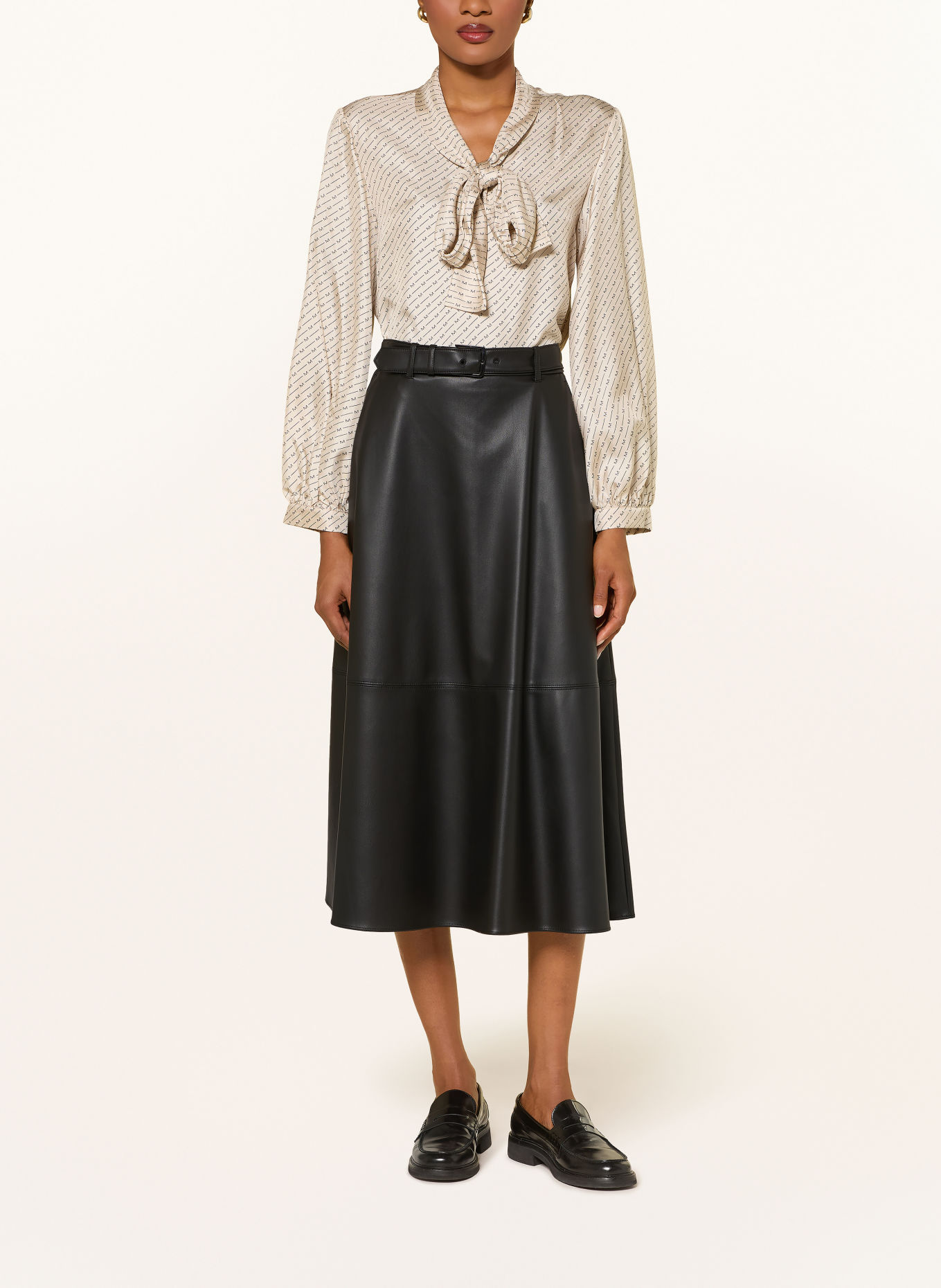 MM by Max Mara DOMINO Leather-Look Skirt: BLACK