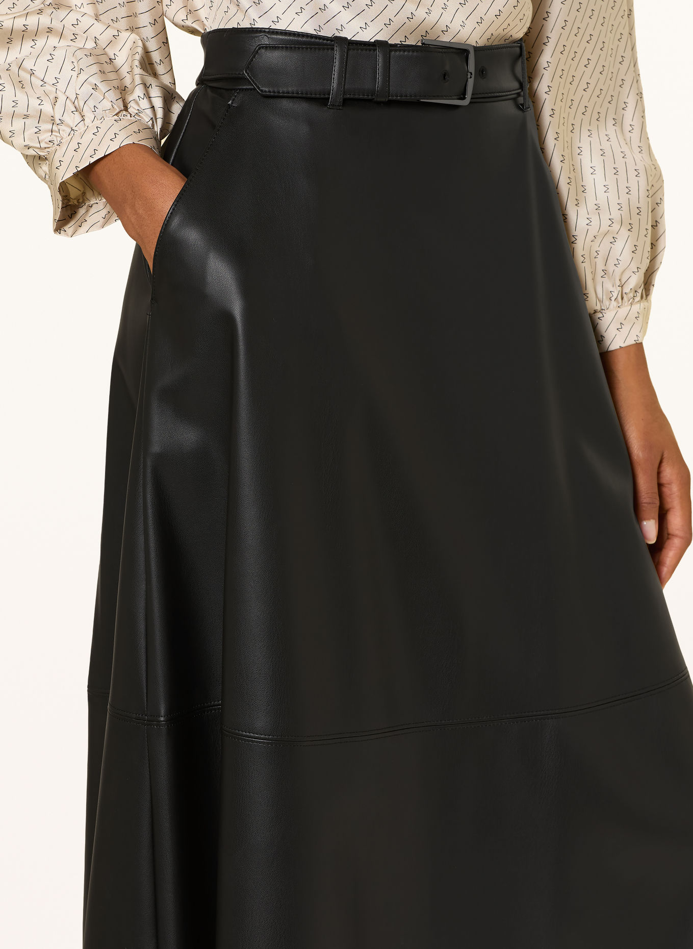 MM by Max Mara DOMINO Leather-Look Skirt: BLACK