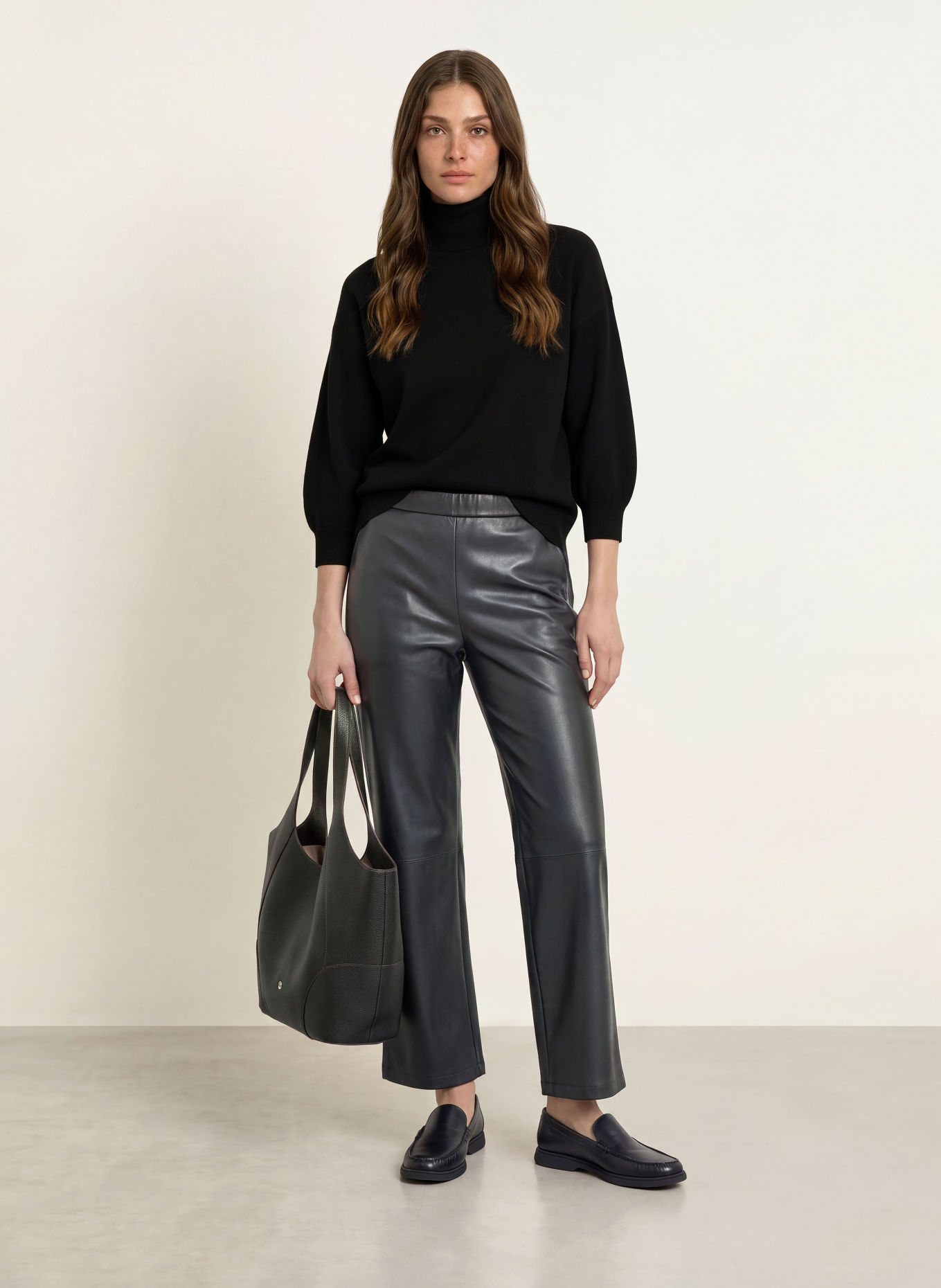 MM by Max Mara BREAK-coltrui met col, kasjmier en 3/4-mouwen: ZWART