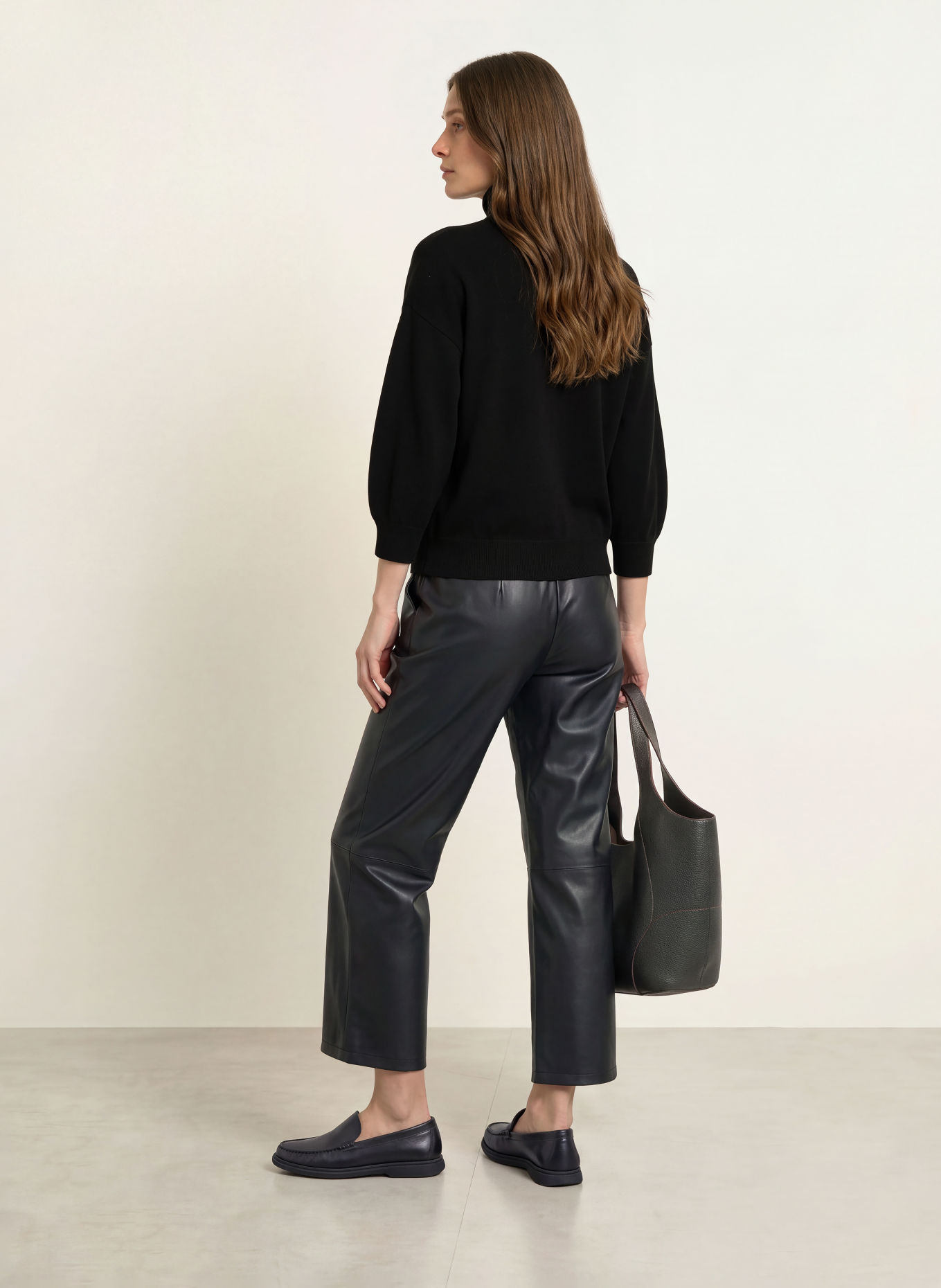 MM by Max Mara BREAK-coltrui met col, kasjmier en 3/4-mouwen: ZWART