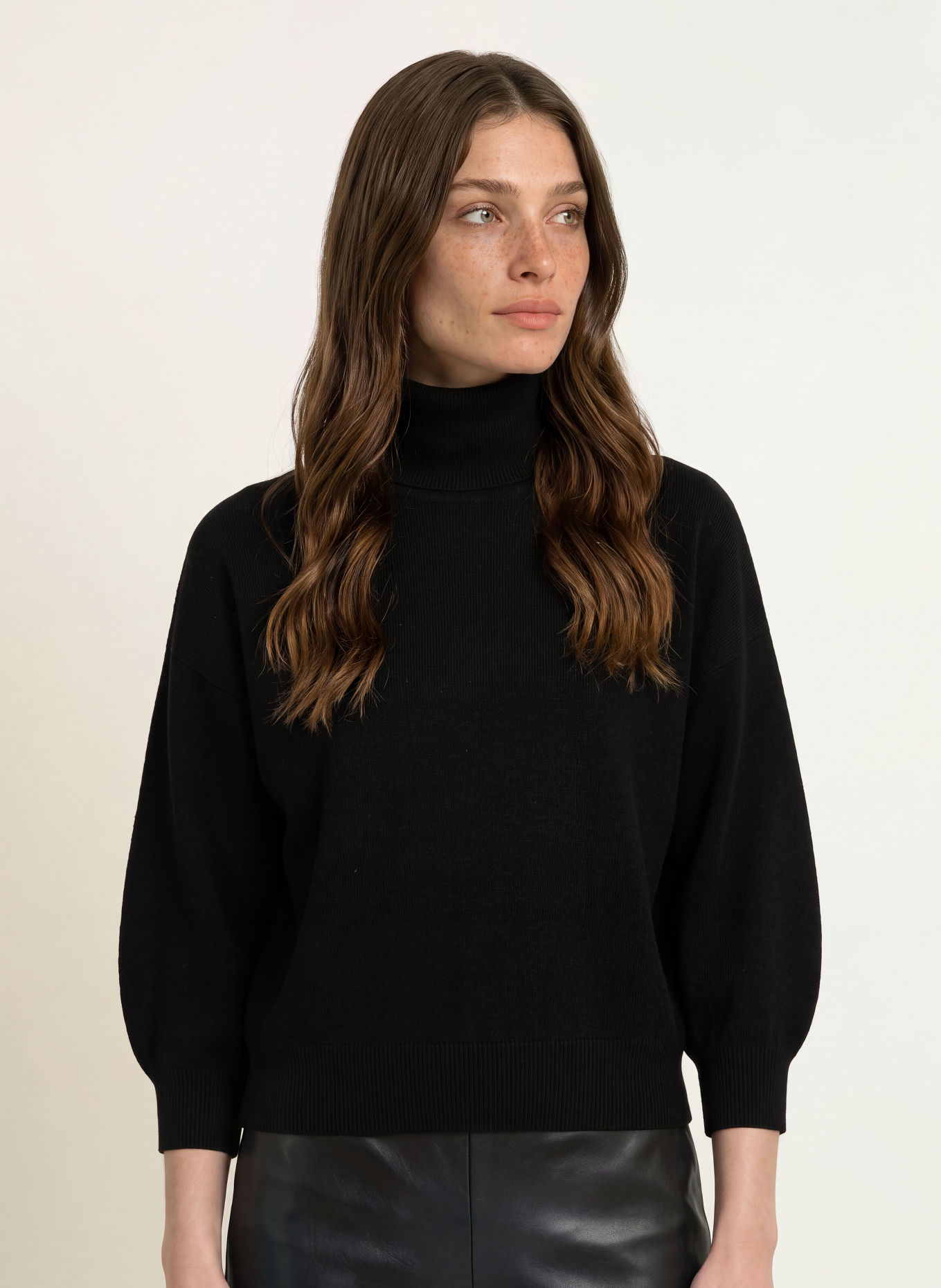MM by Max Mara BREAK-coltrui met col, kasjmier en 3/4-mouwen: ZWART