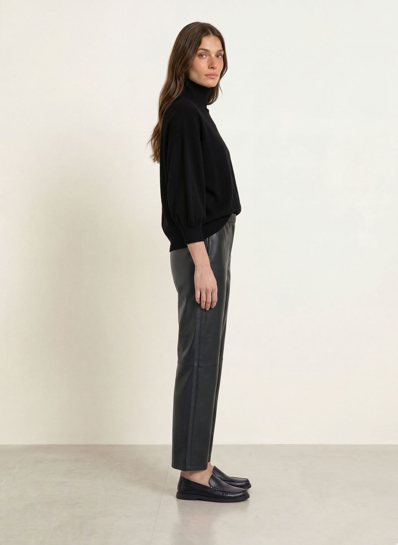 MM by Max Mara BREAK-coltrui met col, kasjmier en 3/4-mouwen: ZWART