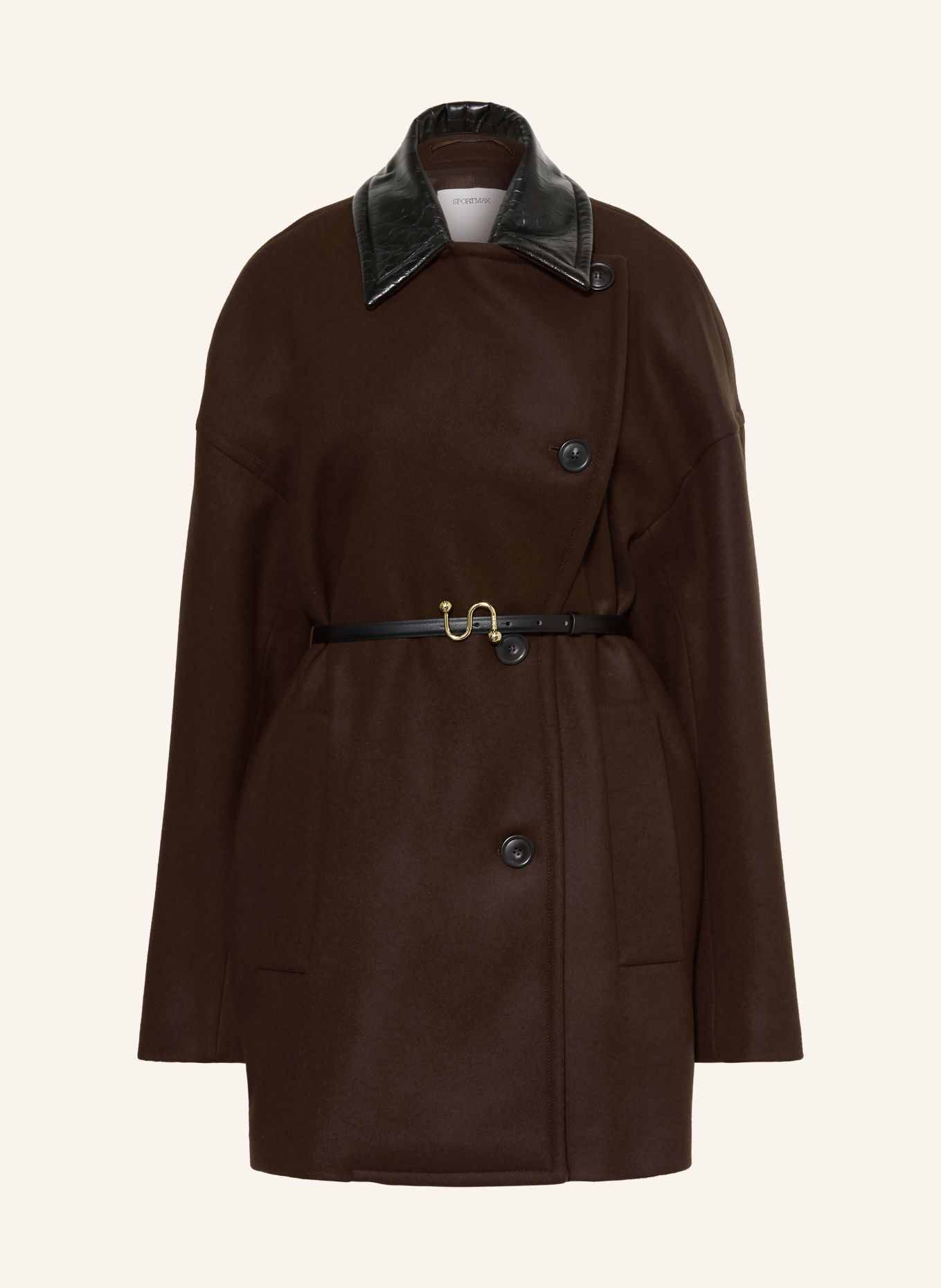 SPORTMAX Wollmantel CURVONE: DUNKELBRAUN