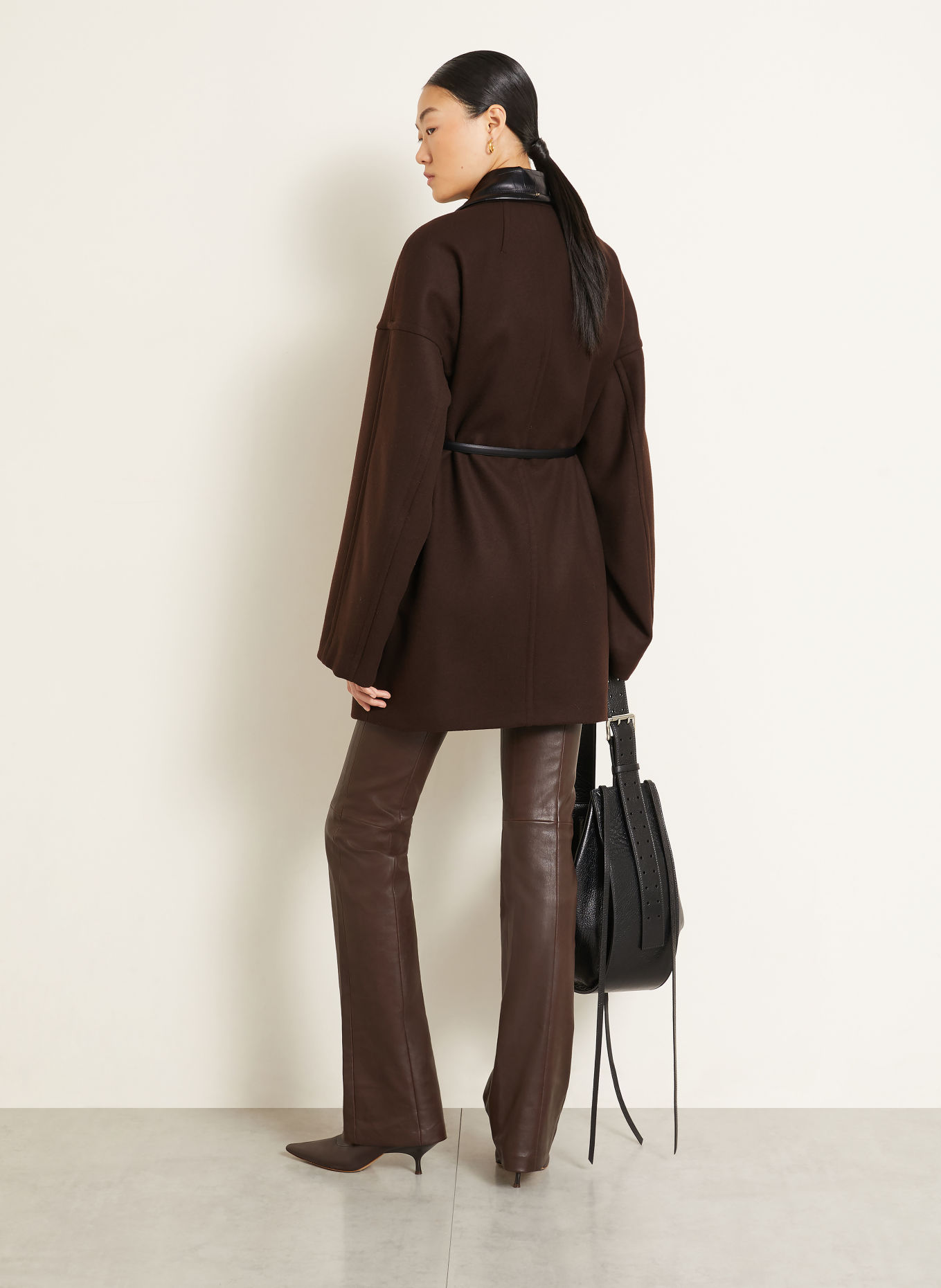 SPORTMAX Wollmantel CURVONE: DUNKELBRAUN