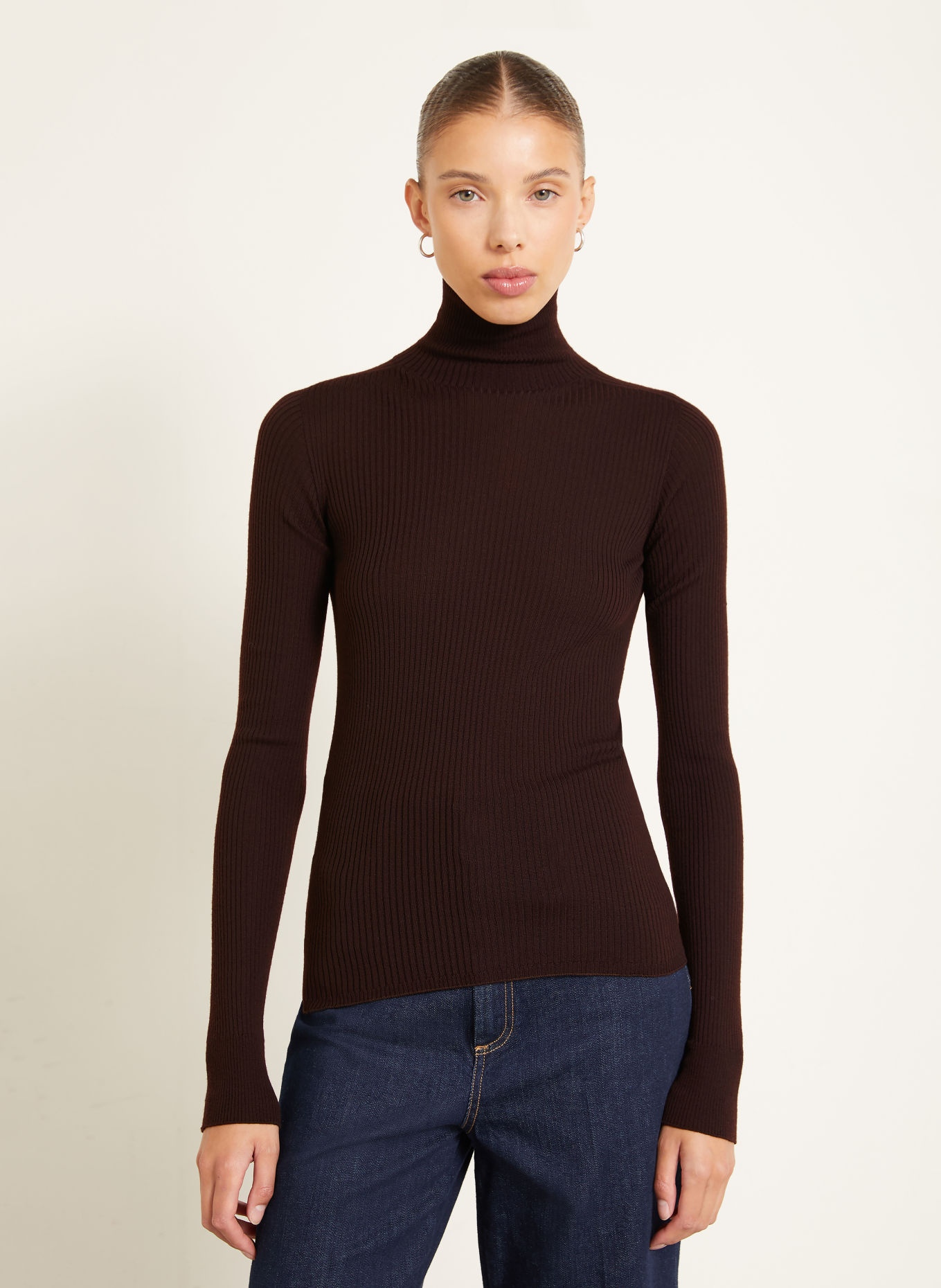 SPORTMAX CENTRO Turtleneck sweater: DARK BROWN