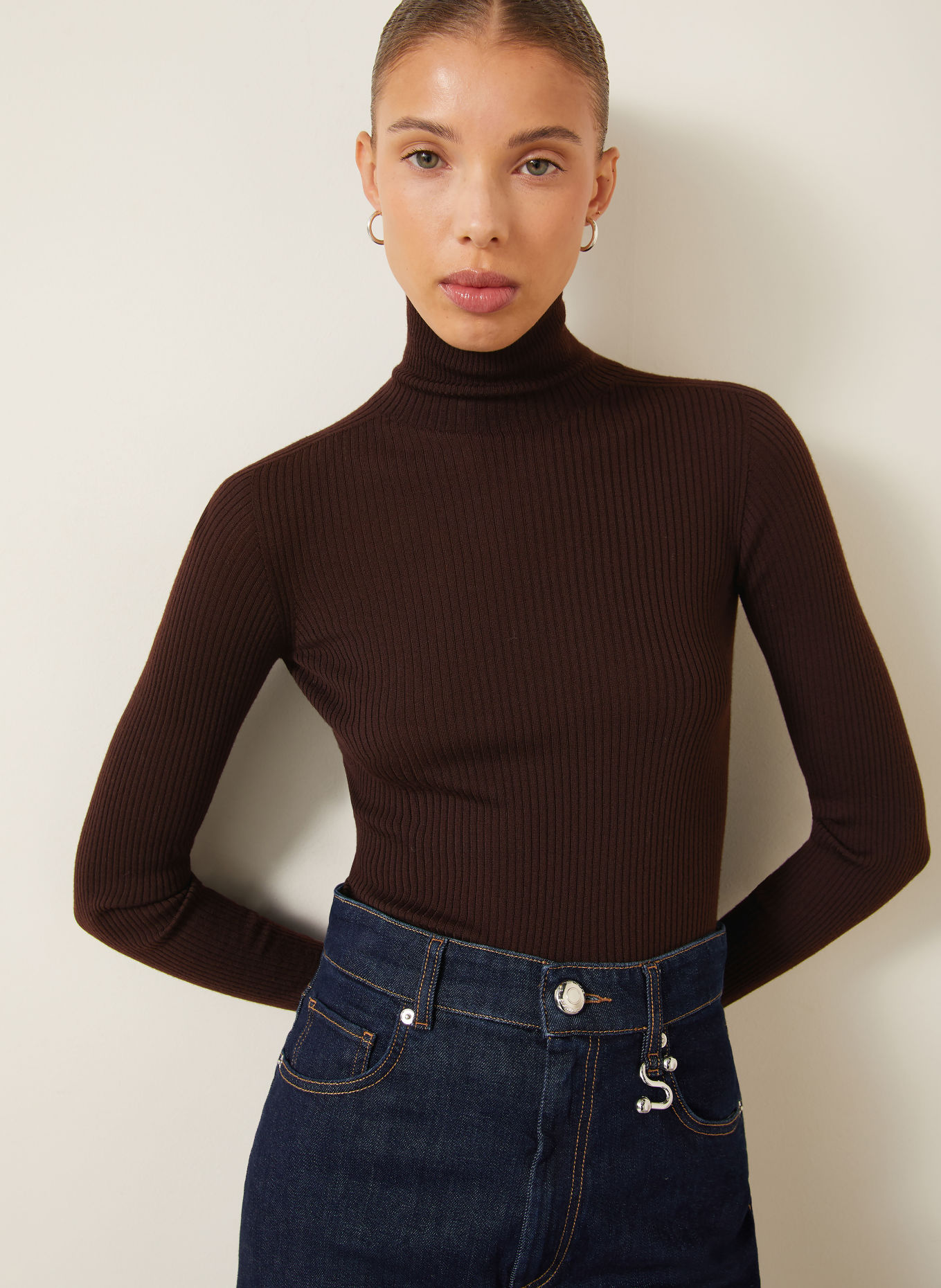 SPORTMAX CENTRO Turtleneck sweater: DARK BROWN