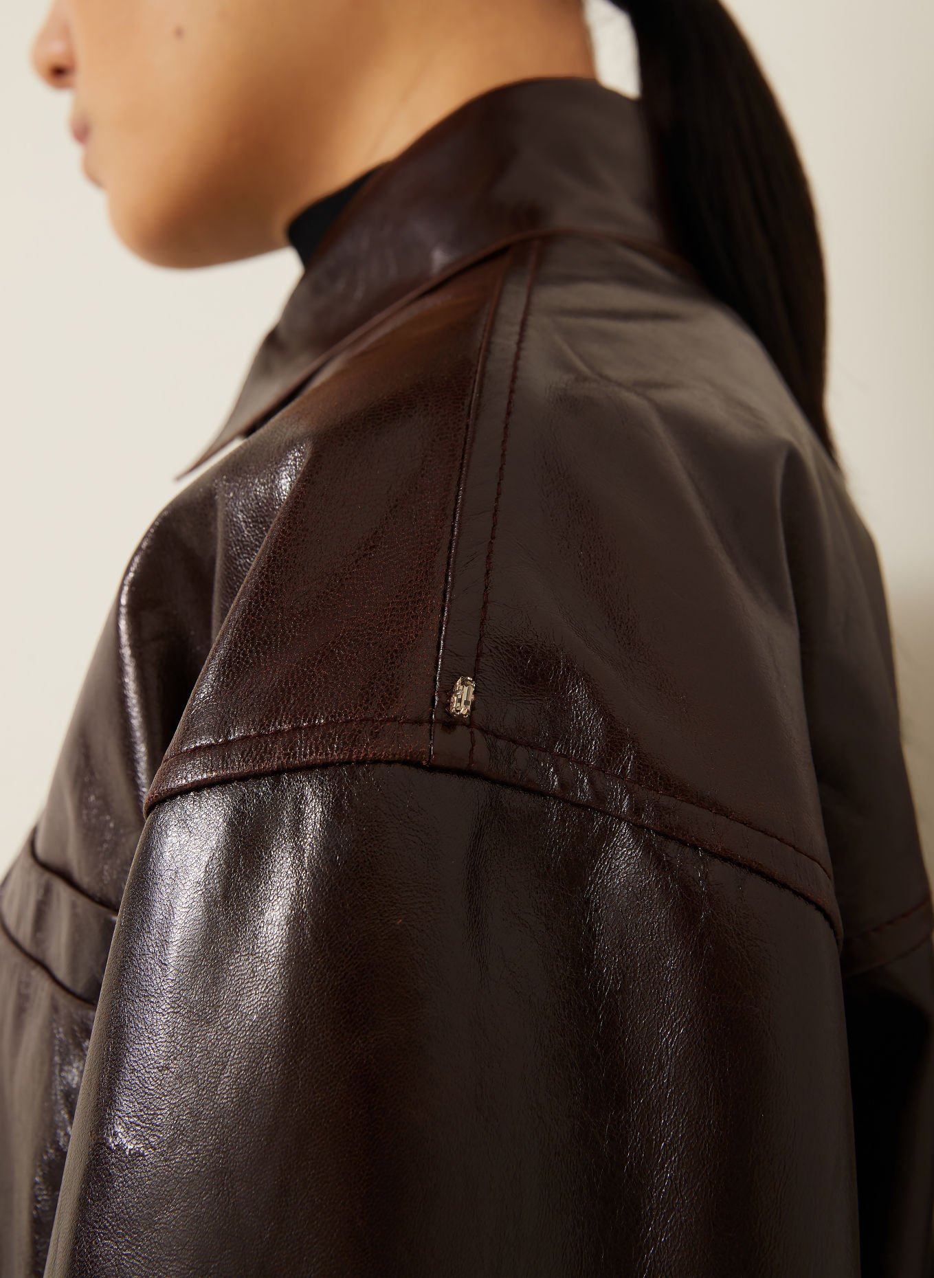 SPORTMAX Lederjacke LIUTI: DUNKELBRAUN