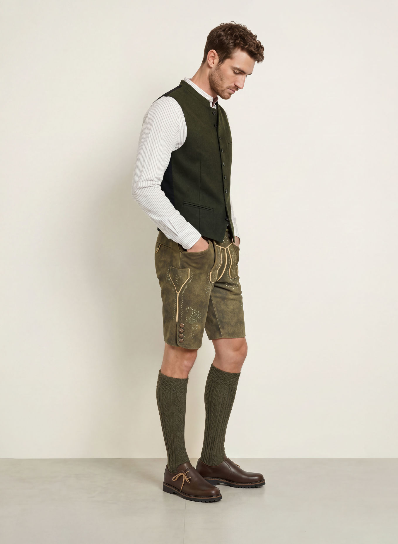 Hammerschmid Vestă tradițională PHILLIP: VERDE ÎNCHIS / NEGRU
